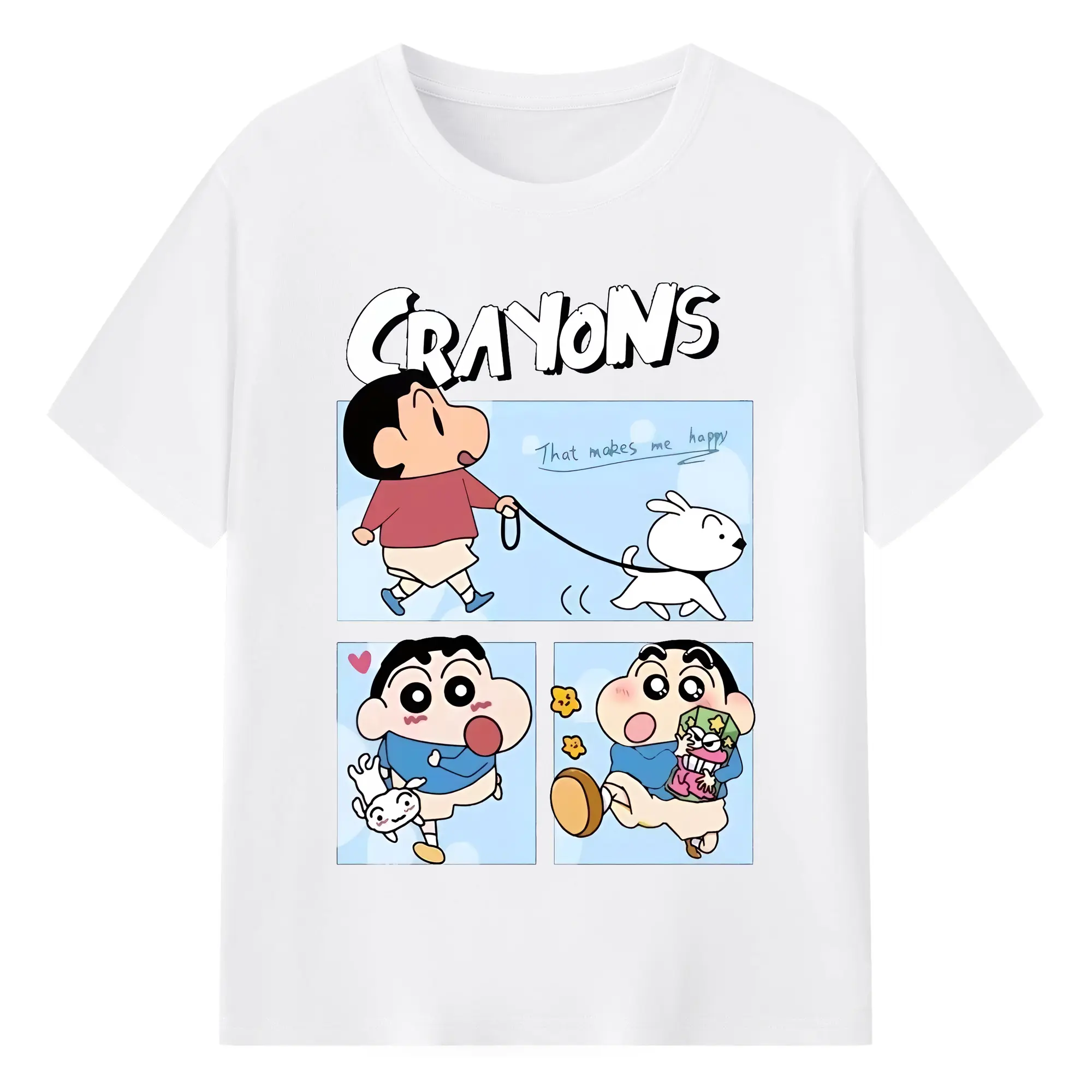 クレヨンしんちゃん グッズ 野原 しんのすけ - 綿100％ 半袖Tシャツ ・ フロントプリント ・ 快適 通気性 ・ 日常使い 散歩 スポーツ用