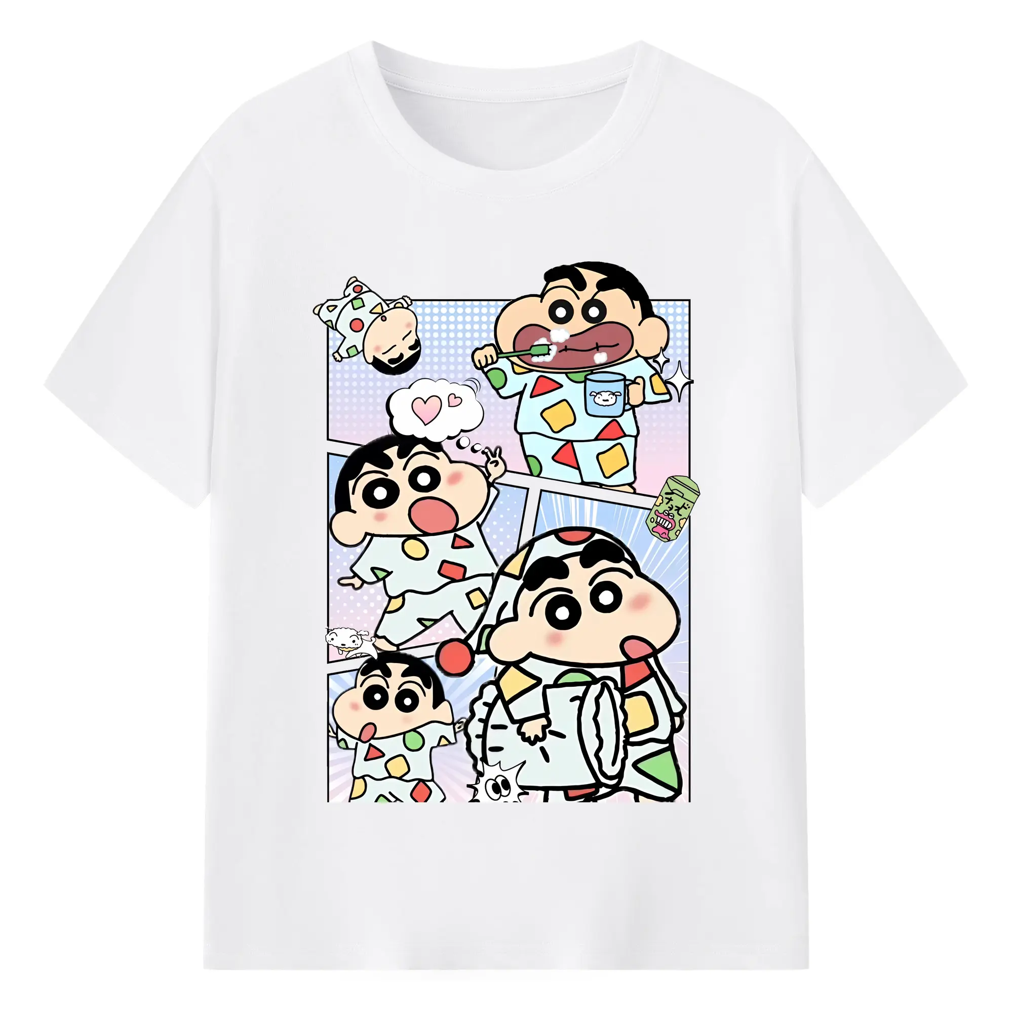 クレヨンしんちゃん グッズ 野原 しんのすけ - 綿100％ 半袖Tシャツ ・ フロントプリント ・ 快適 通気性 ・ 日常使い 散歩 スポーツ用