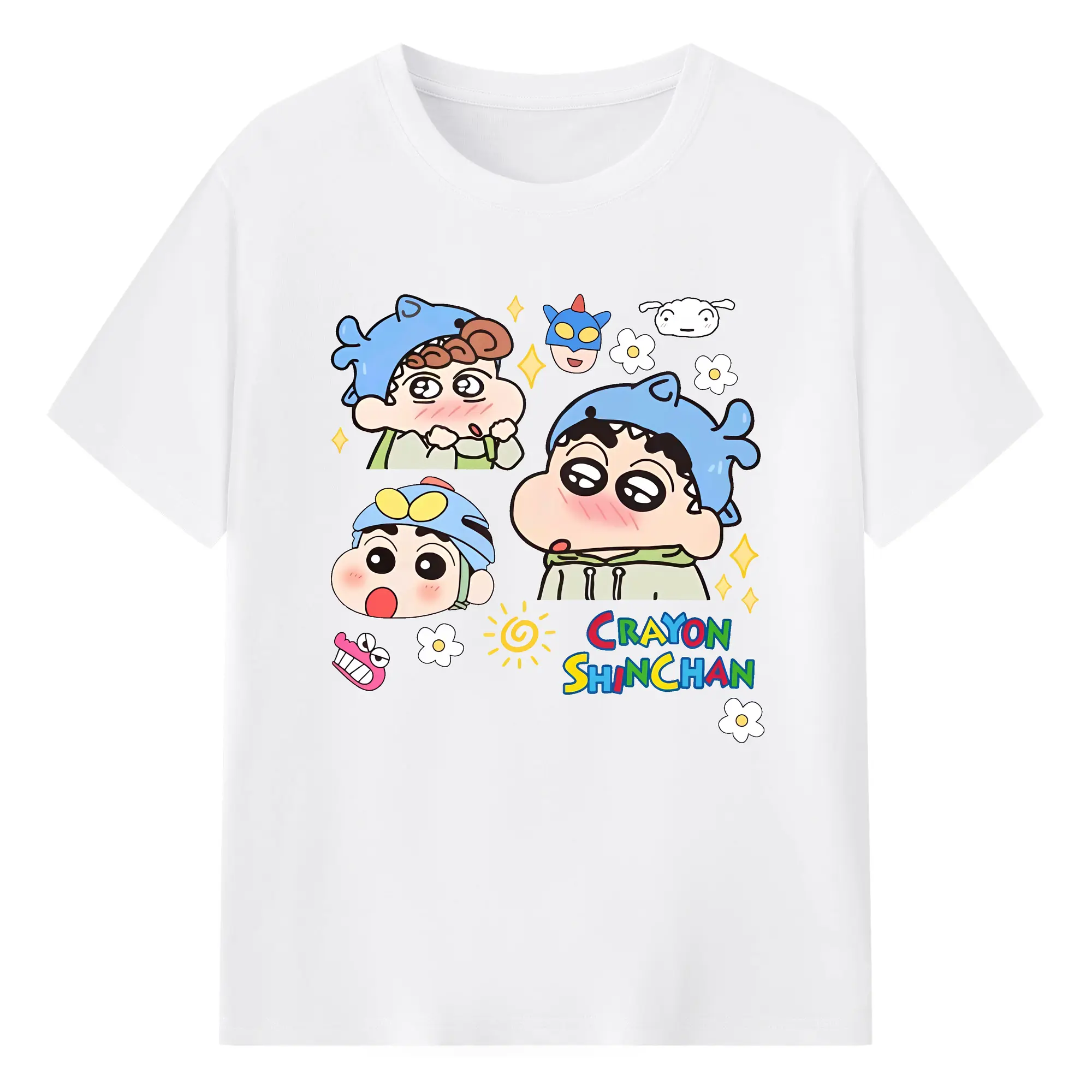 クレヨンしんちゃん グッズ 野原 しんのすけ - 綿100％ 半袖Tシャツ ・ フロントプリント ・ 快適 通気性 ・ 日常使い 散歩 スポーツ用