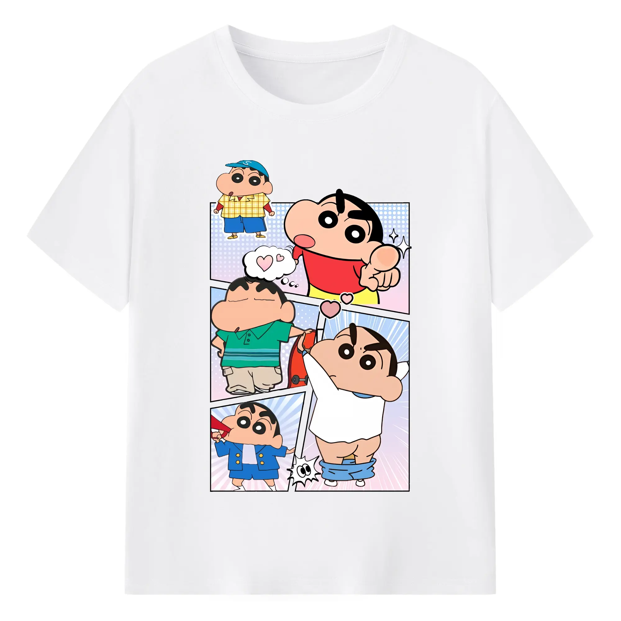 クレヨンしんちゃん グッズ 野原 しんのすけ - 綿100％ 半袖Tシャツ ・ フロントプリント ・ 快適 通気性 ・ 日常使い 散歩 スポーツ用