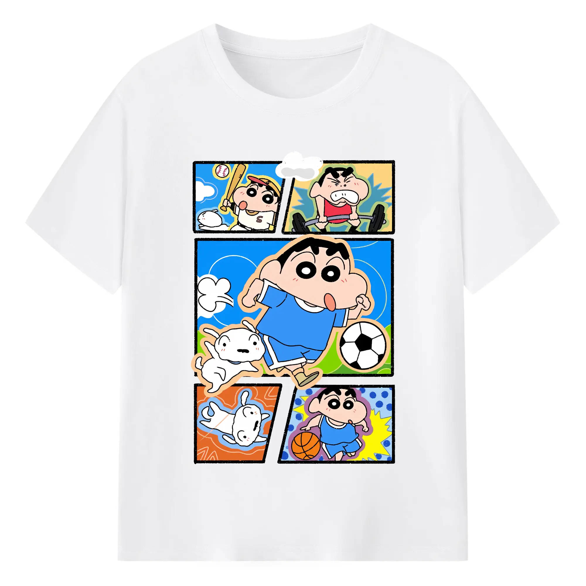 クレヨンしんちゃん グッズ 野原 しんのすけ - 綿100％ 半袖Tシャツ ・ フロントプリント ・ 快適 通気性 ・ 日常使い 散歩 スポーツ用