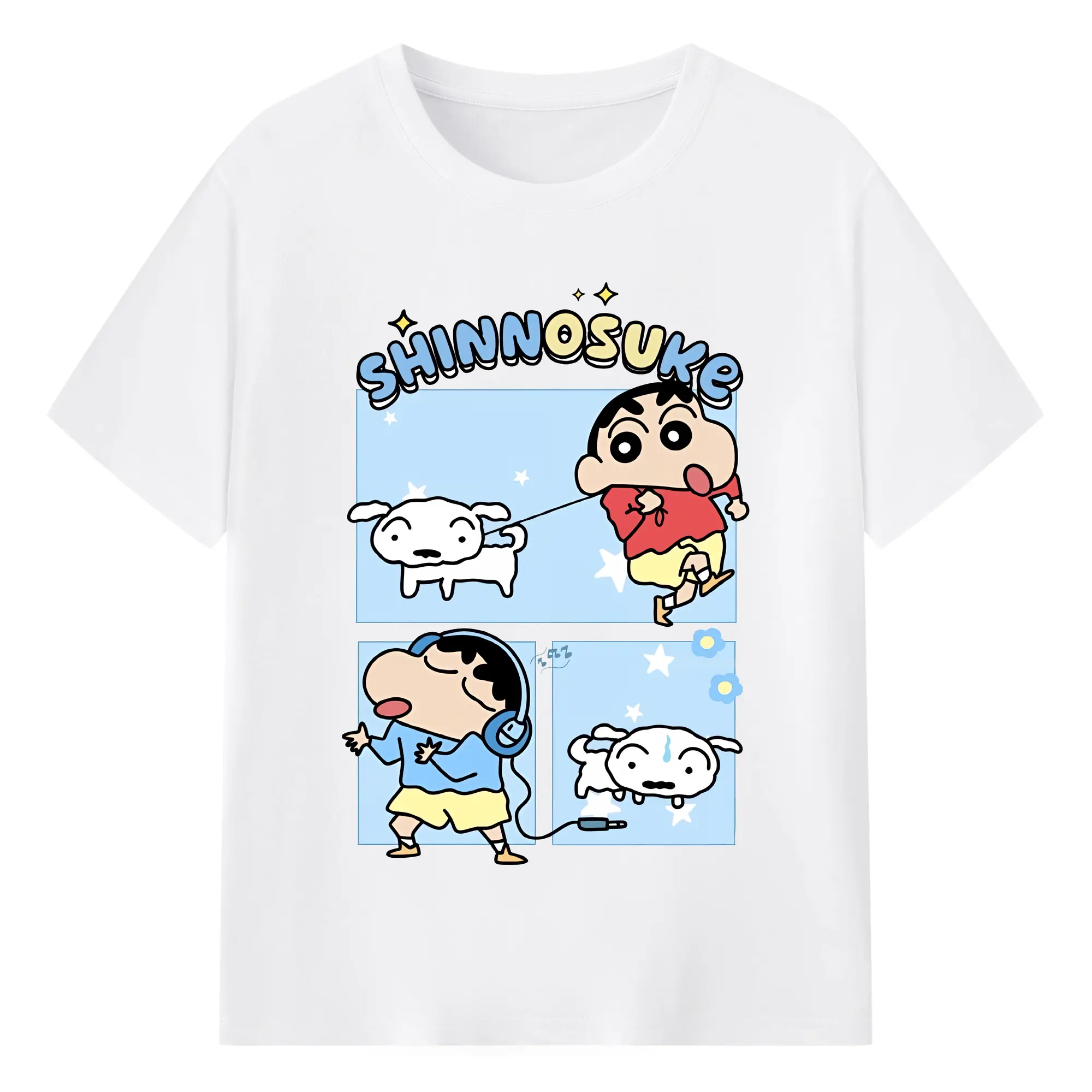 クレヨンしんちゃん グッズ 野原 しんのすけ - 綿100％ 半袖Tシャツ ・ フロントプリント ・ 快適 通気性 ・ 日常使い 散歩 スポーツ用