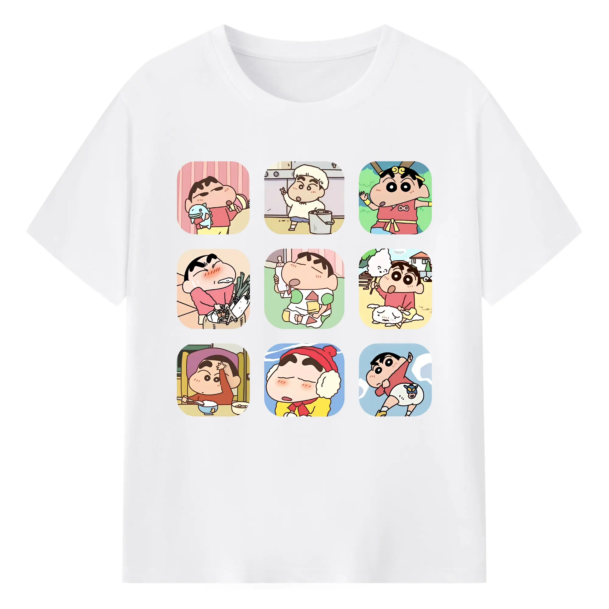 クレヨンしんちゃん グッズ 野原 しんのすけ - 綿100％ 半袖Tシャツ ・ フロントプリント ・ 快適 通気性 ・ 日常使い 散歩 スポーツ用