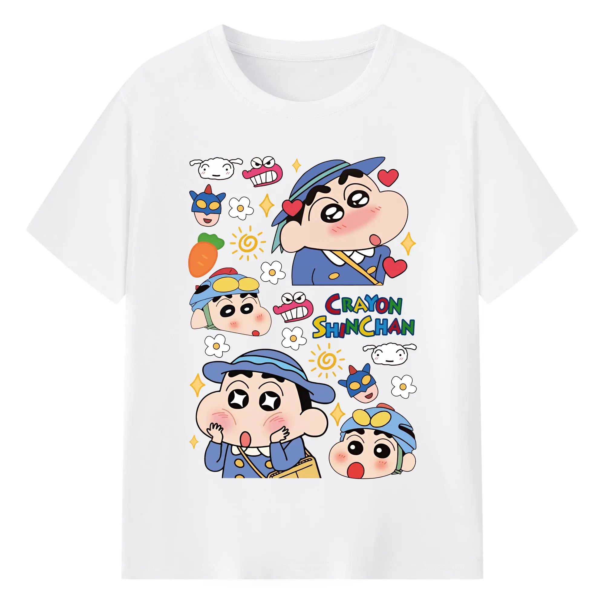 クレヨンしんちゃん グッズ 野原 しんのすけ - 綿100％ 半袖Tシャツ ・ フロントプリント ・ 快適 通気性 ・ 日常使い 散歩 スポーツ用