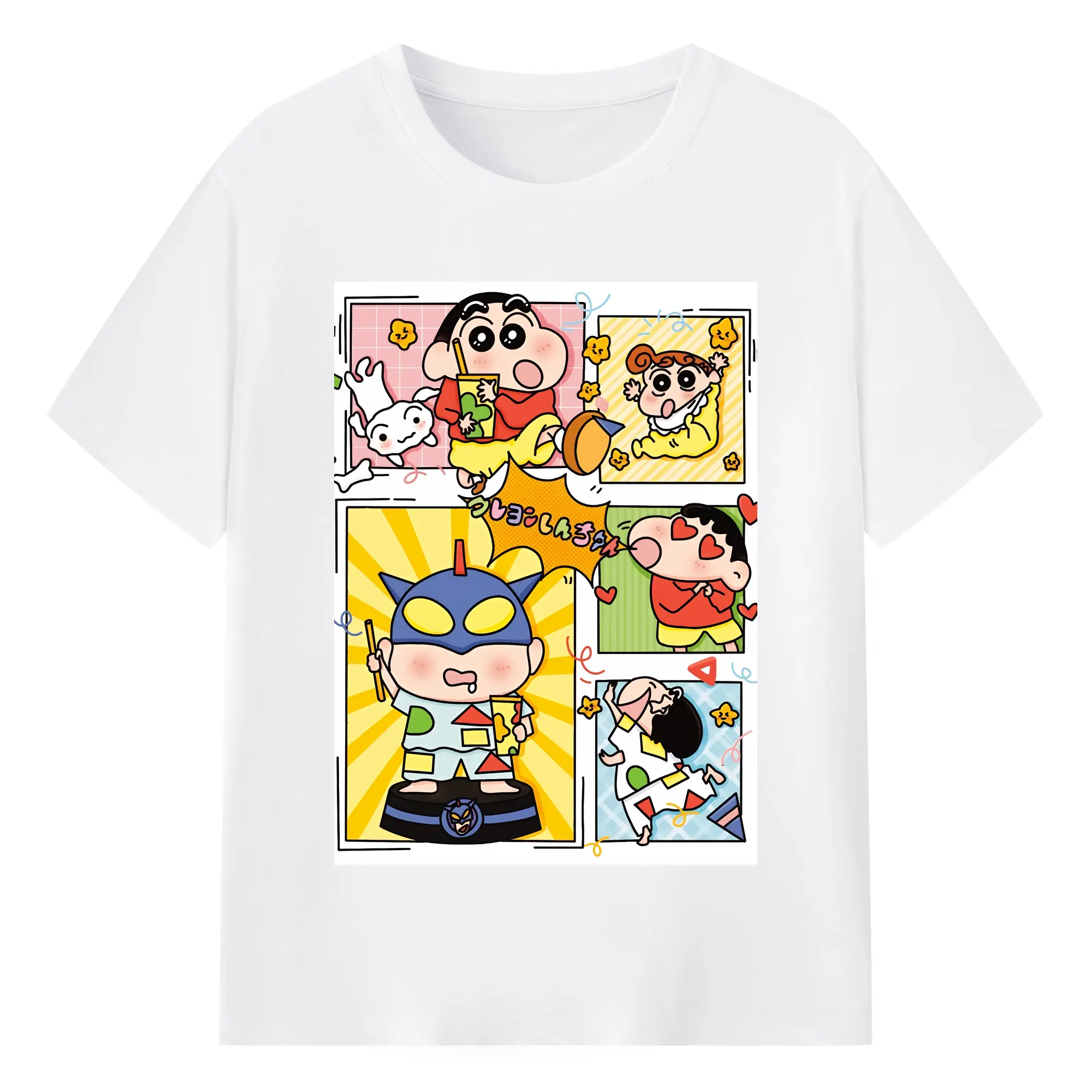 クレヨンしんちゃん グッズ 野原 しんのすけ - 綿100％ 半袖Tシャツ ・ フロントプリント ・ 快適 通気性 ・ 日常使い 散歩 スポーツ用