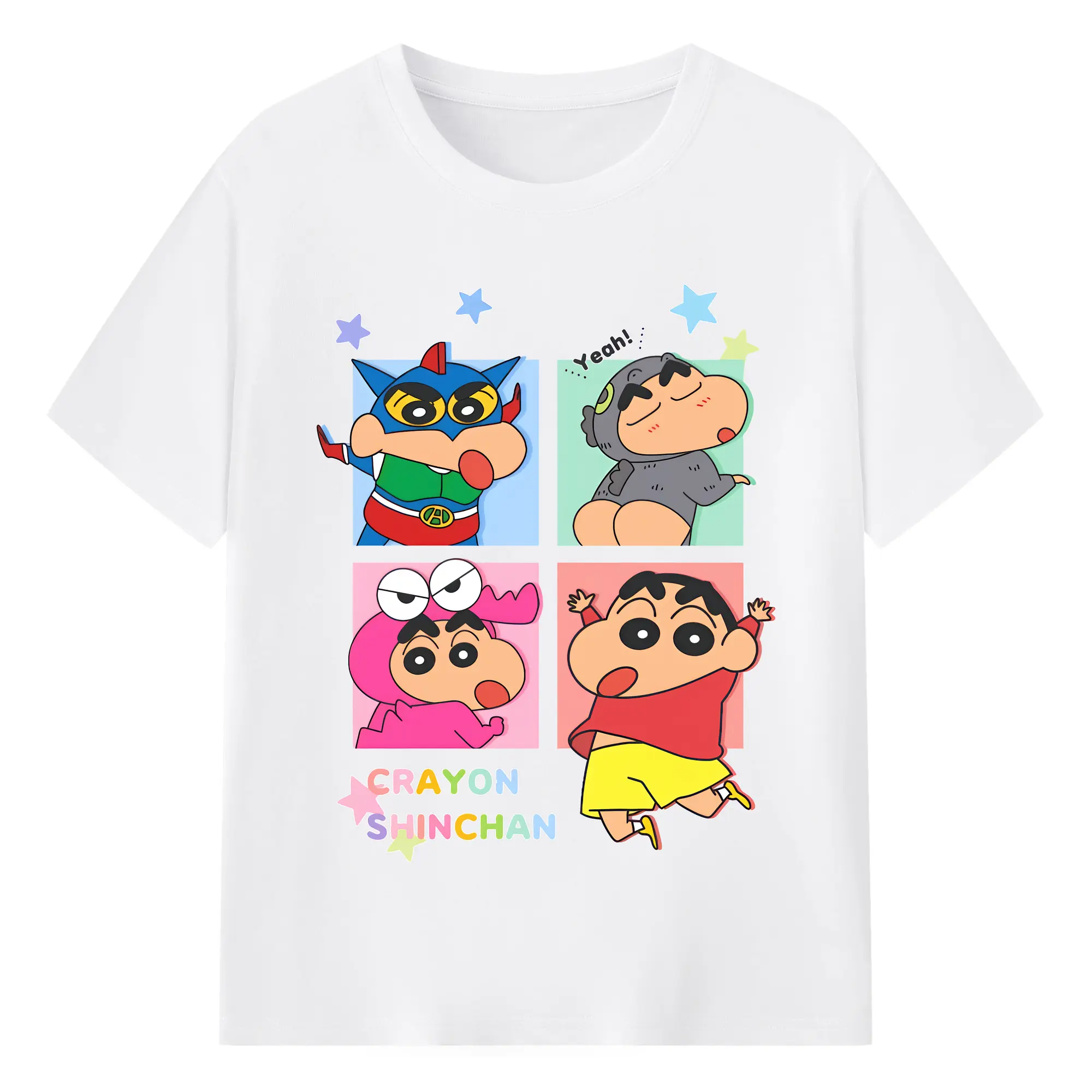 クレヨンしんちゃん グッズ 野原 しんのすけ - 綿100％ 半袖Tシャツ ・ フロントプリント ・ 快適 通気性 ・ 日常使い 散歩 スポーツ用