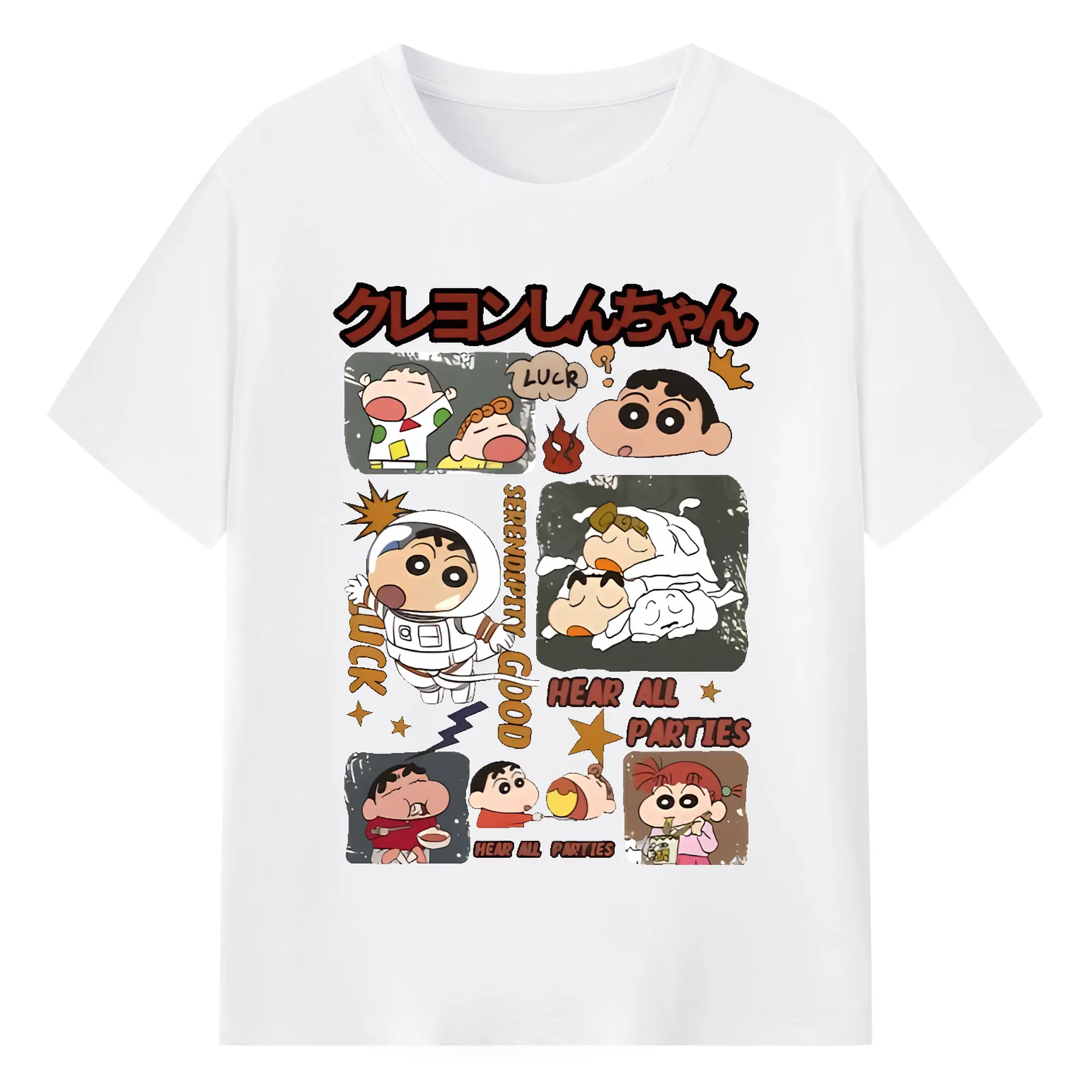 クレヨンしんちゃん グッズ 野原 しんのすけ - 綿100％ 半袖Tシャツ ・ フロントプリント ・ 快適 通気性 ・ 日常使い 散歩 スポーツ用