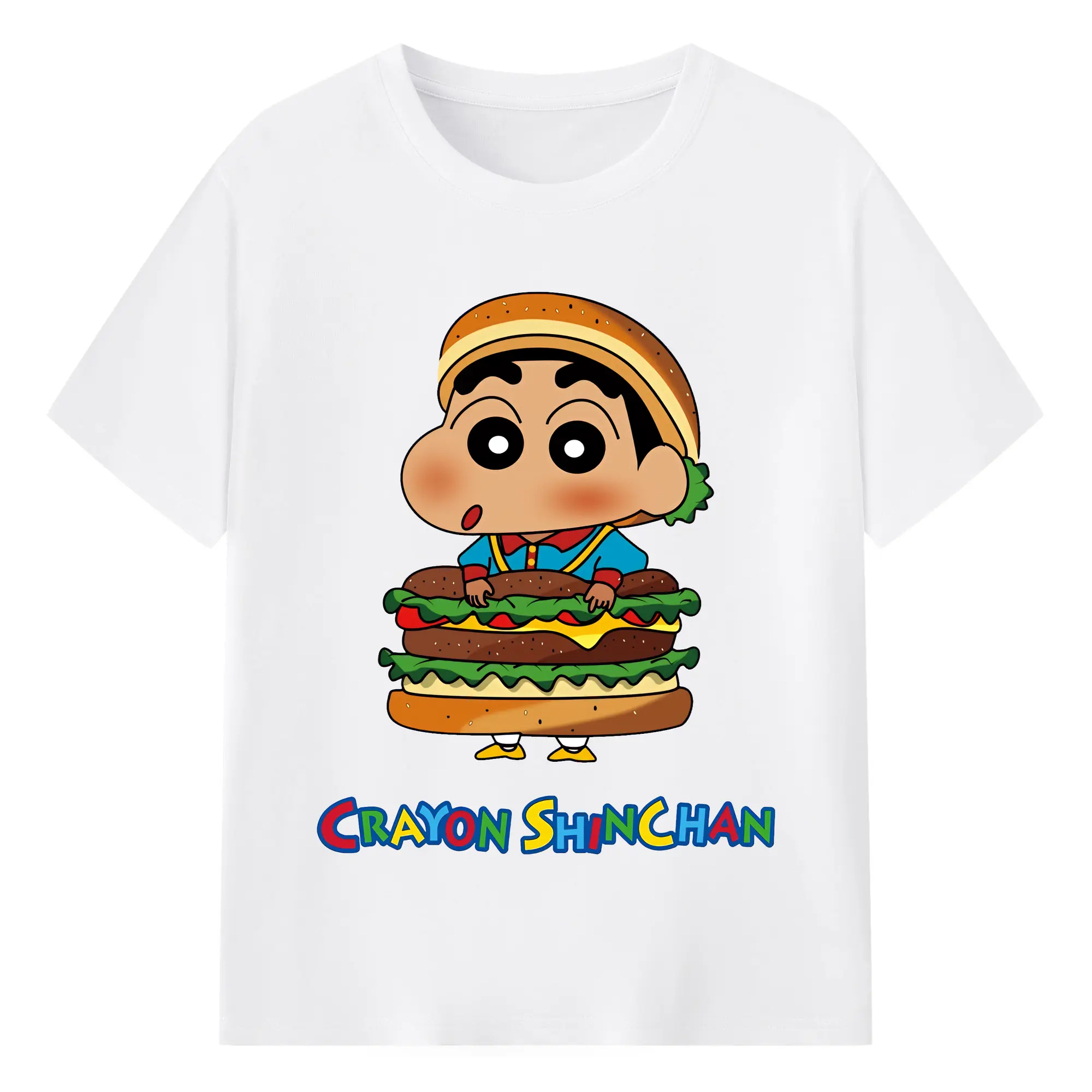 クレヨンしんちゃん グッズ 野原 しんのすけ - 綿100％ 半袖Tシャツ ・ フロントプリント ・ 快適 通気性 ・ 日常使い 散歩 スポーツ用