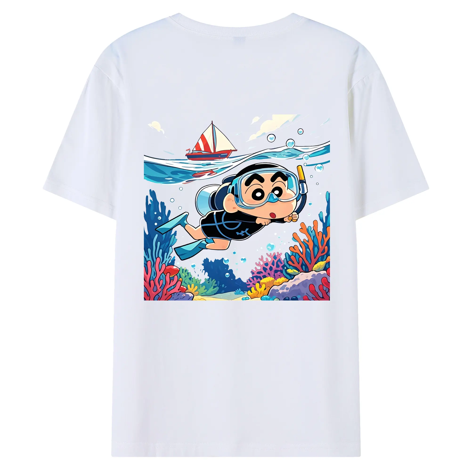 クレヨンしんちゃん グッズ 野原 しんのすけ - 綿100％ 半袖Tシャツ ・ バックプリント ・ 快適 通気性 ・ 日常使い 散歩 スポーツ用