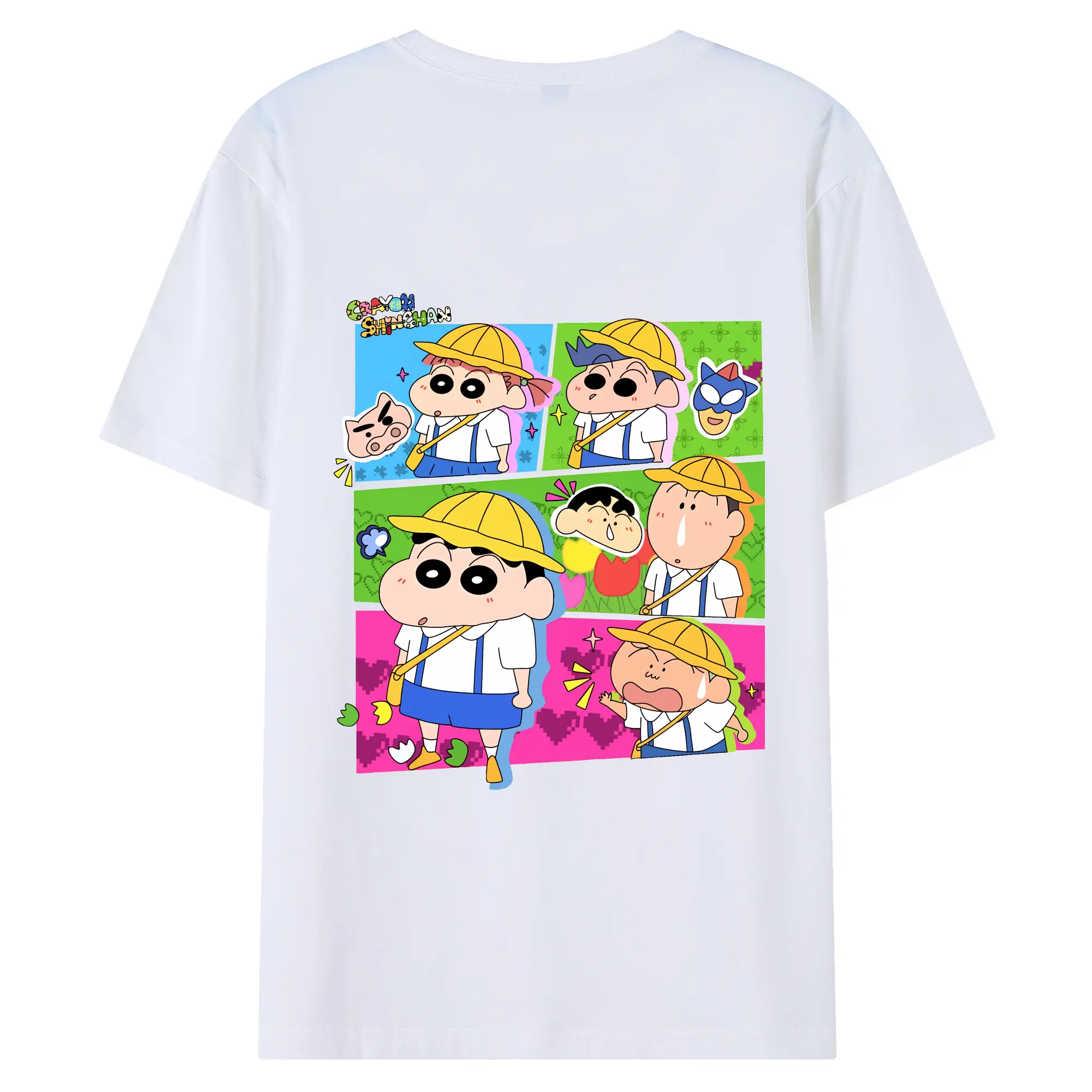 クレヨンしんちゃん グッズ 野原 しんのすけ - 綿100％ 半袖Tシャツ ・ バックプリント ・ 快適 通気性 ・ 日常使い 散歩 スポーツ用
