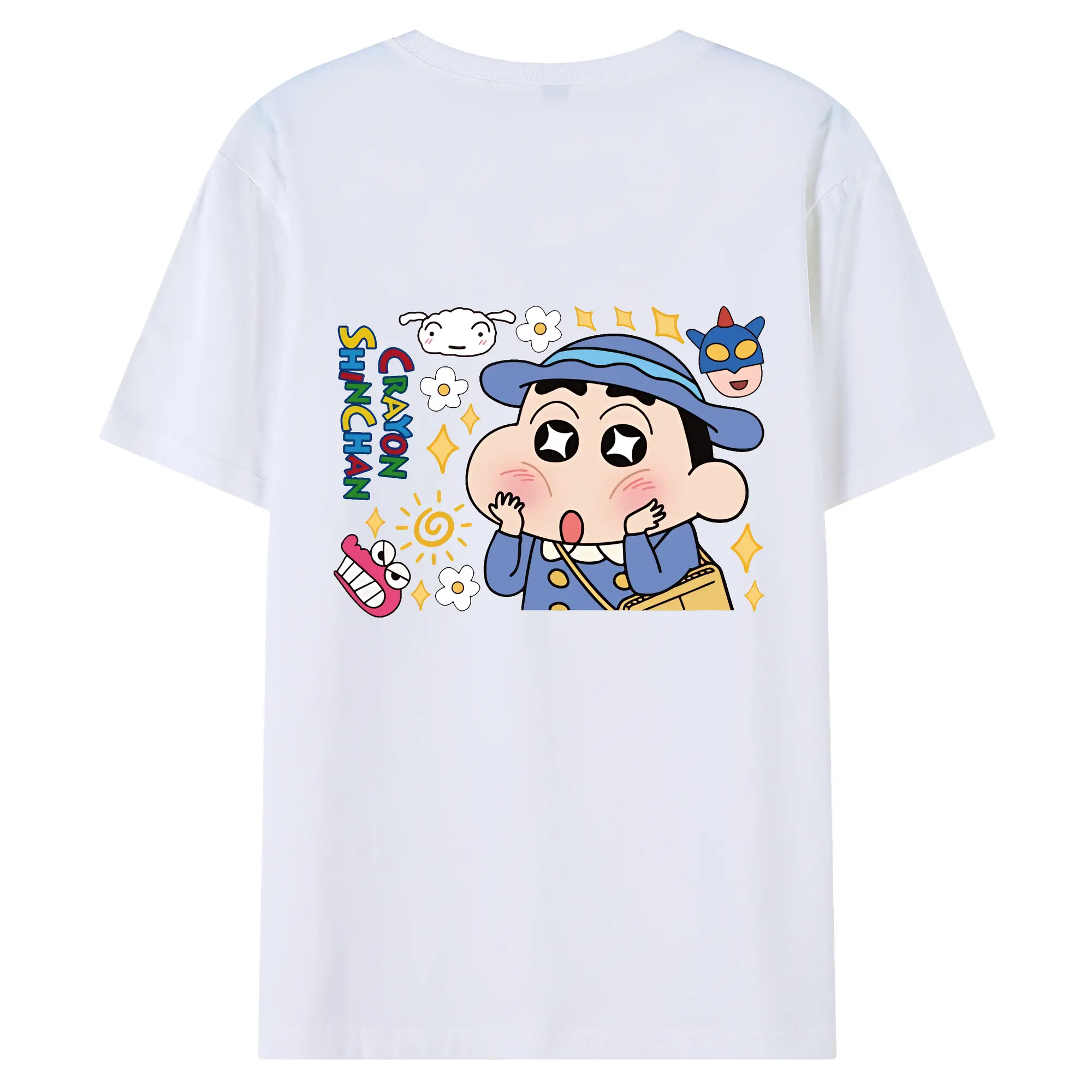 クレヨンしんちゃん グッズ 野原 しんのすけ - 綿100％ 半袖Tシャツ ・ バックプリント ・ 快適 通気性 ・ 日常使い 散歩 スポーツ用
