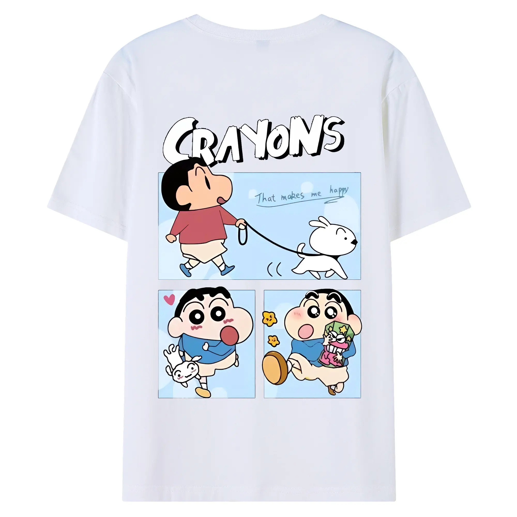クレヨンしんちゃん グッズ 野原 しんのすけ - 綿100％ 半袖Tシャツ ・ バックプリント ・ 快適 通気性 ・ 日常使い 散歩 スポーツ用