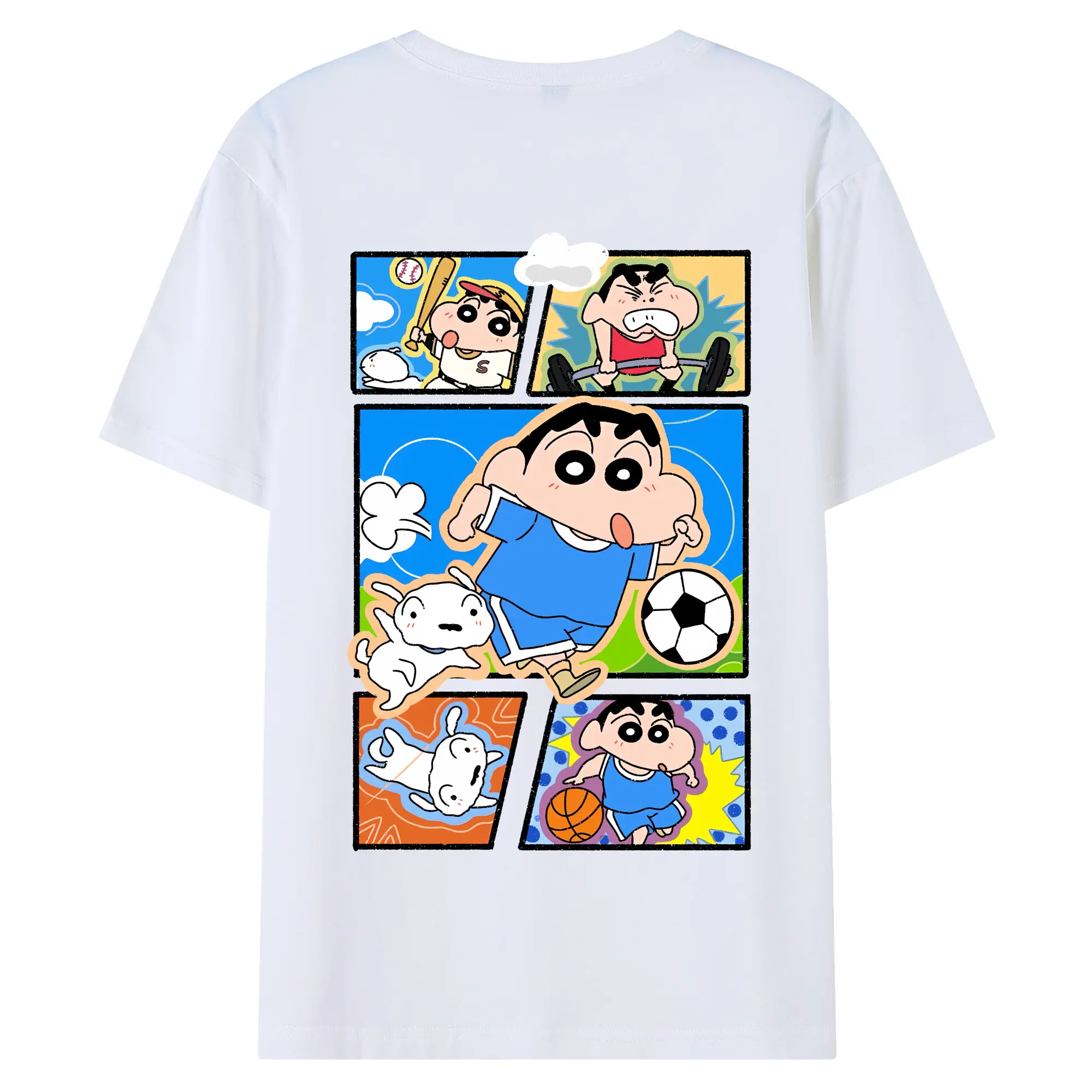 クレヨンしんちゃん グッズ 野原 しんのすけ - 綿100％ 半袖Tシャツ ・ バックプリント ・ 快適 通気性 ・ 日常使い 散歩 スポーツ用