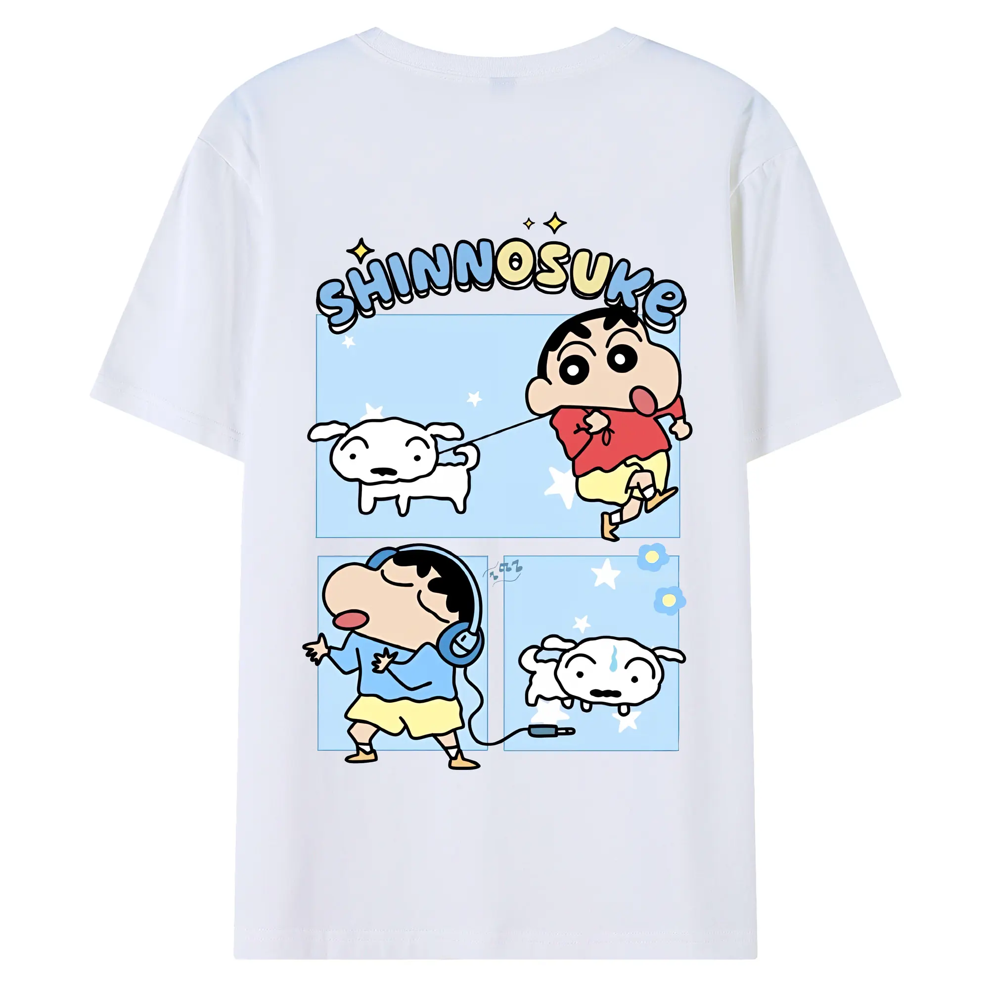 クレヨンしんちゃん グッズ 野原 しんのすけ - 綿100％ 半袖Tシャツ ・ バックプリント ・ 快適 通気性 ・ 日常使い 散歩 スポーツ用