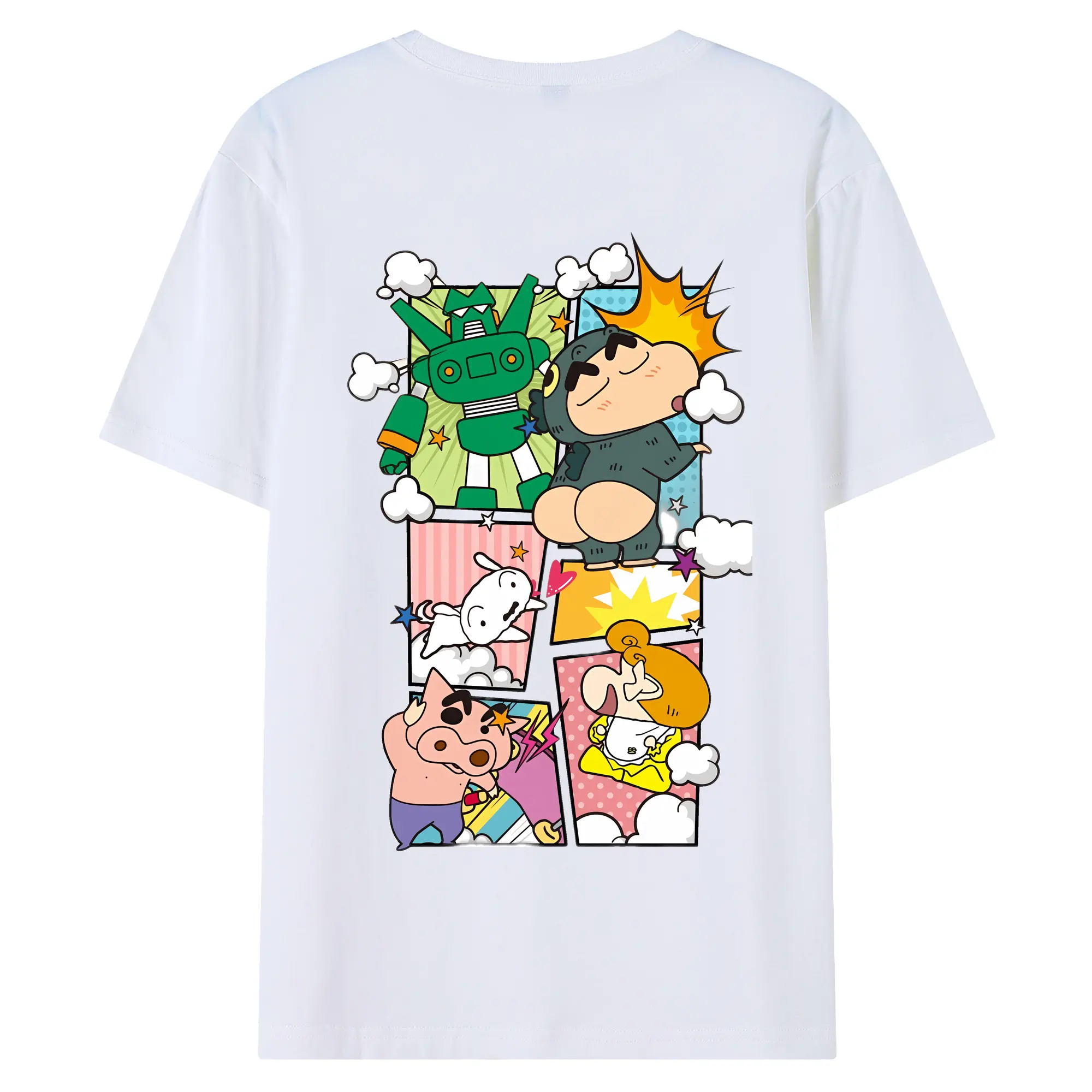 クレヨンしんちゃん グッズ 野原 しんのすけ - 綿100％ 半袖Tシャツ ・ バックプリント ・ 快適 通気性 ・ 日常使い 散歩 スポーツ用