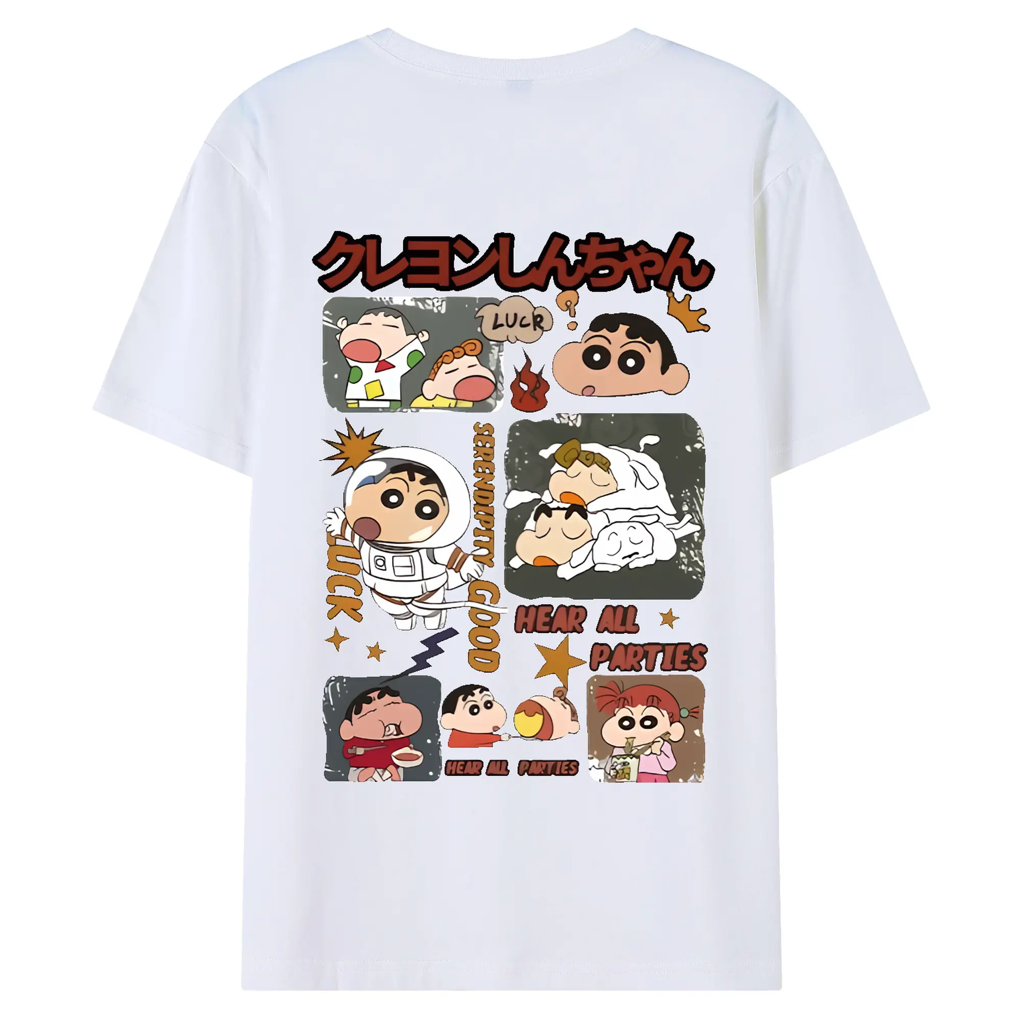 クレヨンしんちゃん グッズ 野原 しんのすけ - 綿100％ 半袖Tシャツ ・ バックプリント ・ 快適 通気性 ・ 日常使い 散歩 スポーツ用