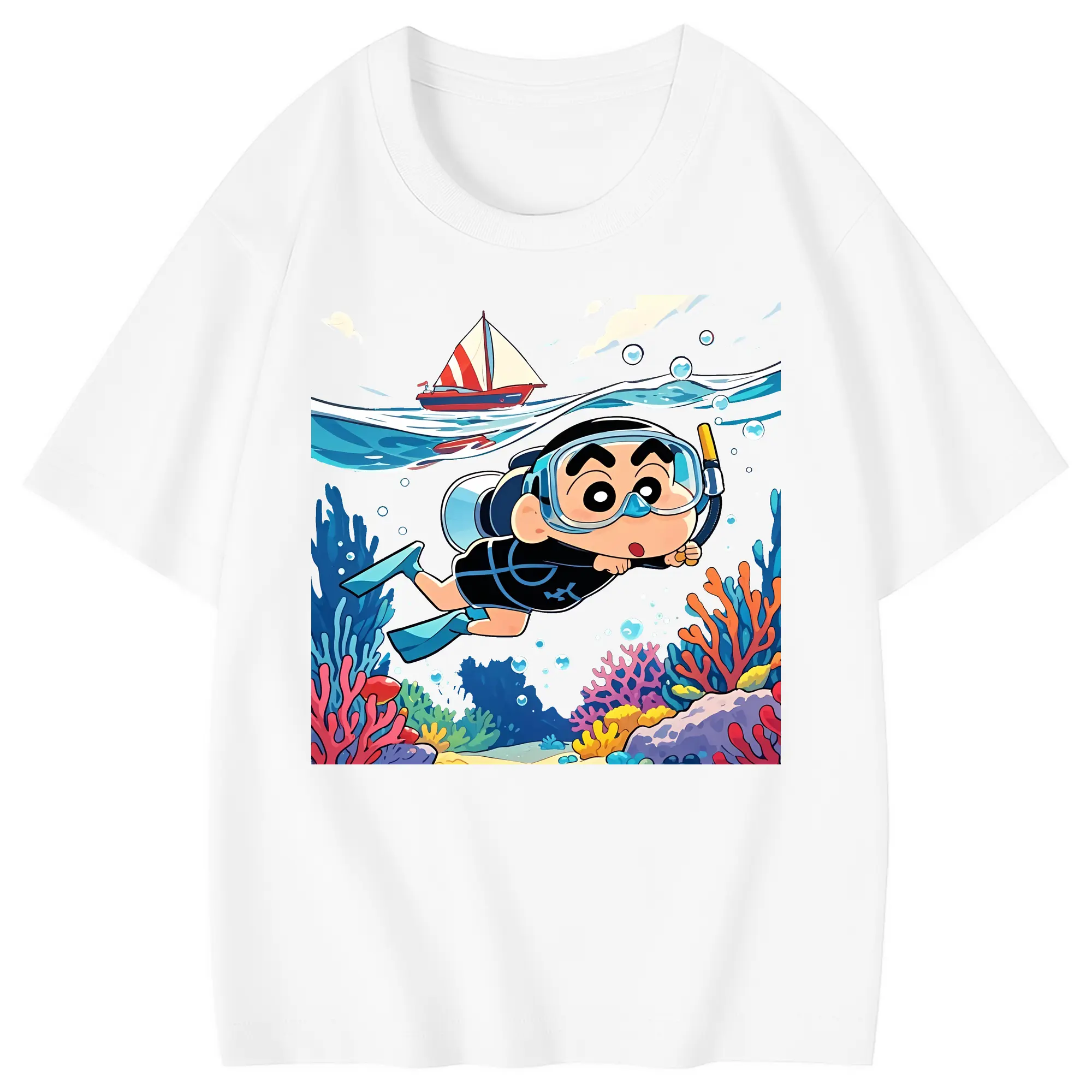 クレヨンしんちゃん グッズ 野原 しんのすけ - 綿100％ キッズTシャツ ・ フロントプリント ・ 快適 通気性 ・ スポーツ カジュアル 散歩用