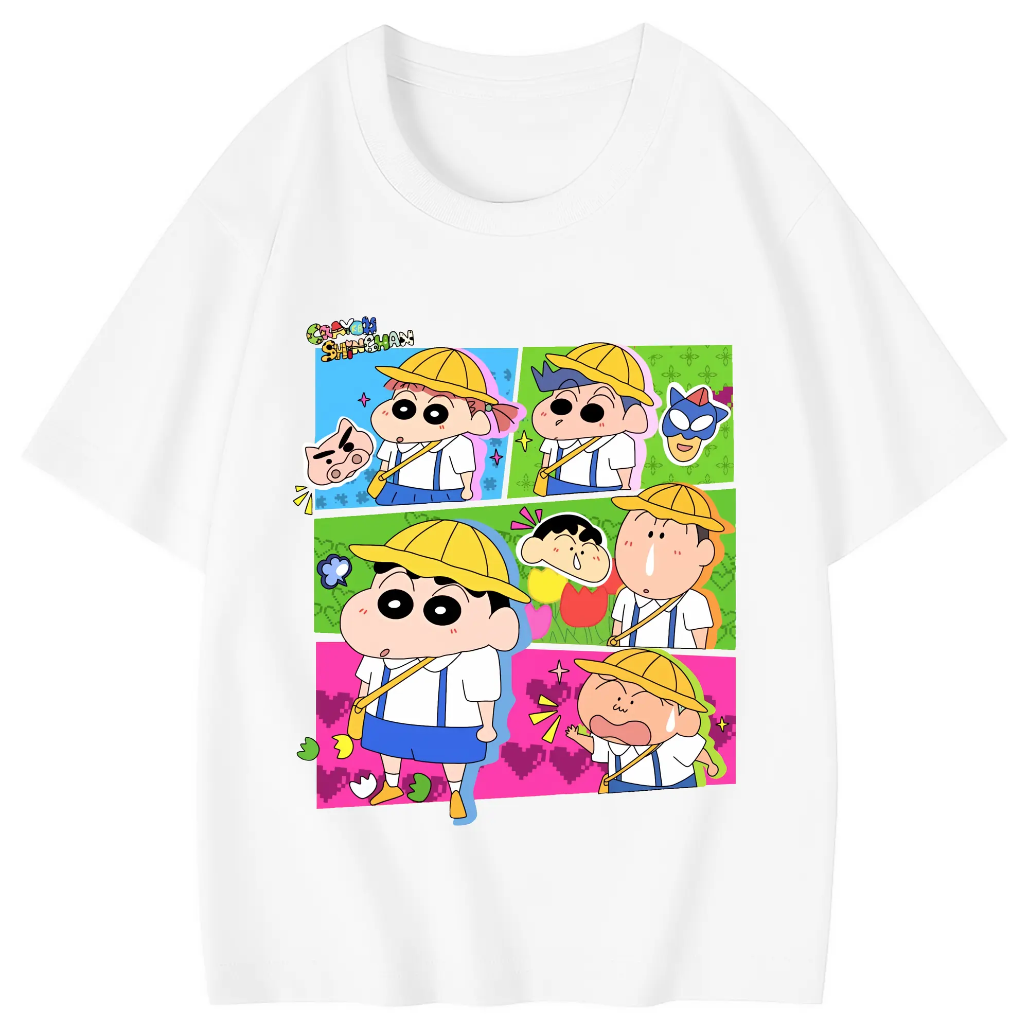 クレヨンしんちゃん グッズ 野原 しんのすけ - 綿100％ キッズTシャツ ・ フロントプリント ・ 快適 通気性 ・ スポーツ カジュアル 散歩用