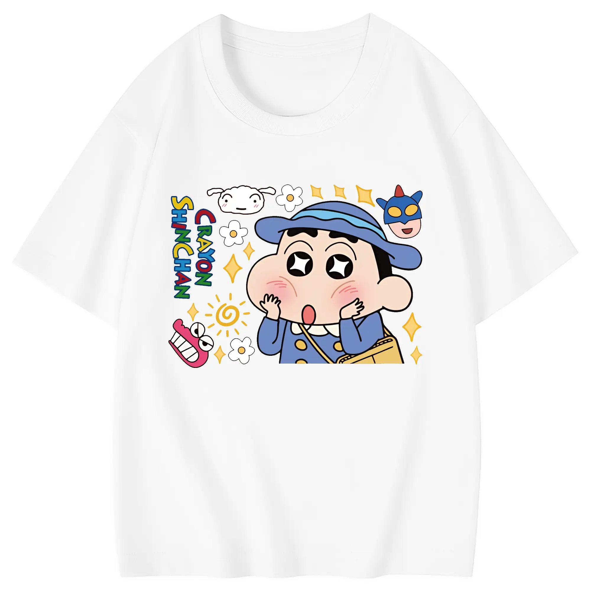 クレヨンしんちゃん グッズ 野原 しんのすけ - 綿100％ キッズTシャツ ・ フロントプリント ・ 快適 通気性 ・ スポーツ カジュアル 散歩用