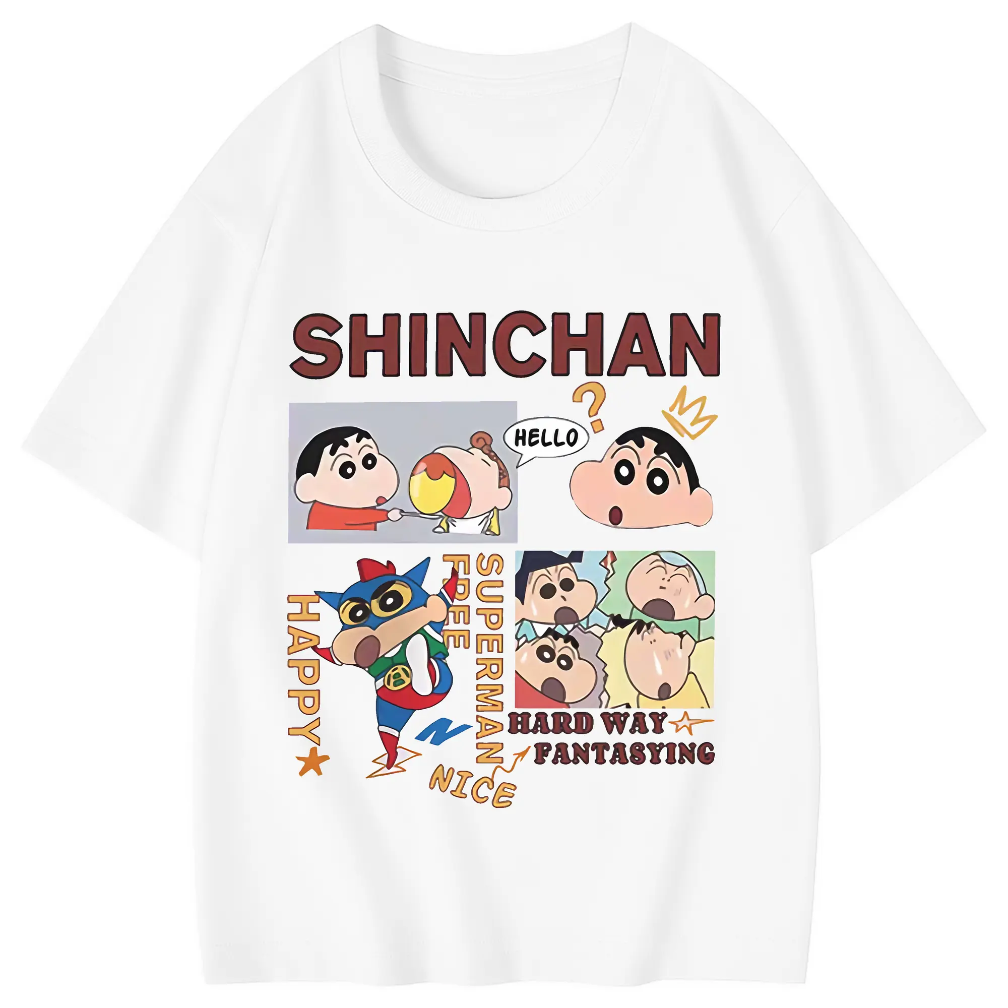 クレヨンしんちゃん グッズ 野原 しんのすけ - 綿100％ キッズTシャツ ・ フロントプリント ・ 快適 通気性 ・ スポーツ カジュアル 散歩用