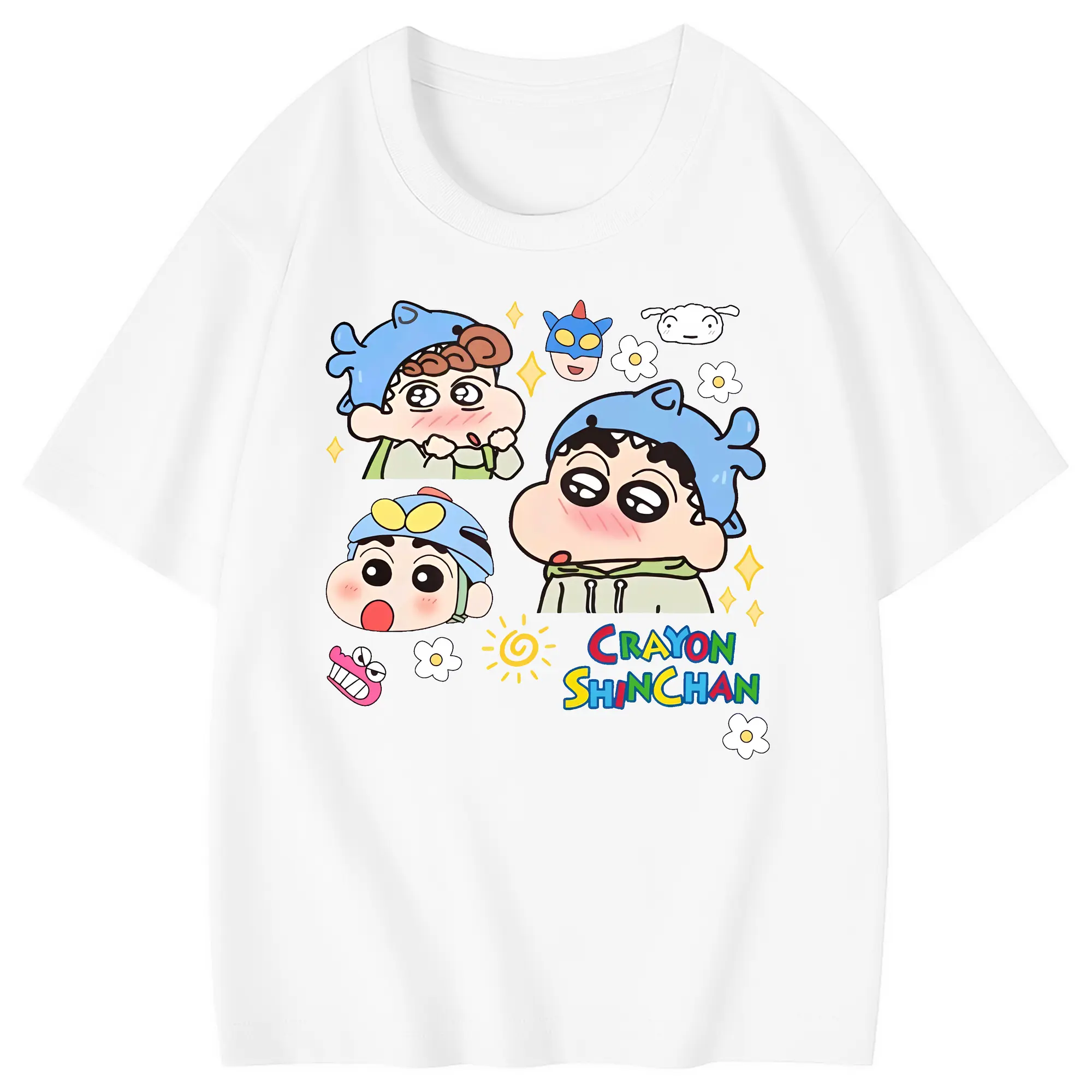 クレヨンしんちゃん グッズ 野原 しんのすけ - 綿100％ キッズTシャツ ・ フロントプリント ・ 快適 通気性 ・ スポーツ カジュアル 散歩用