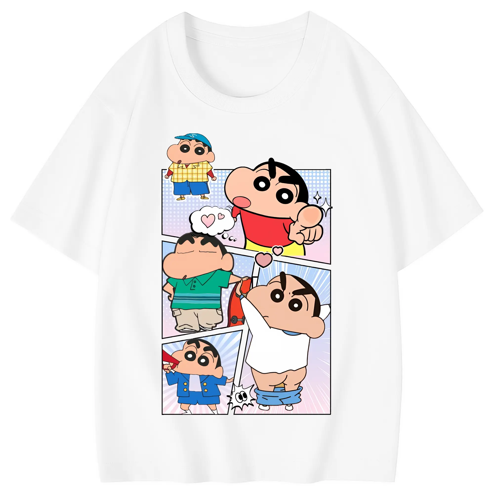 クレヨンしんちゃん グッズ 野原 しんのすけ - 綿100％ キッズTシャツ ・ フロントプリント ・ 快適 通気性 ・ スポーツ カジュアル 散歩用