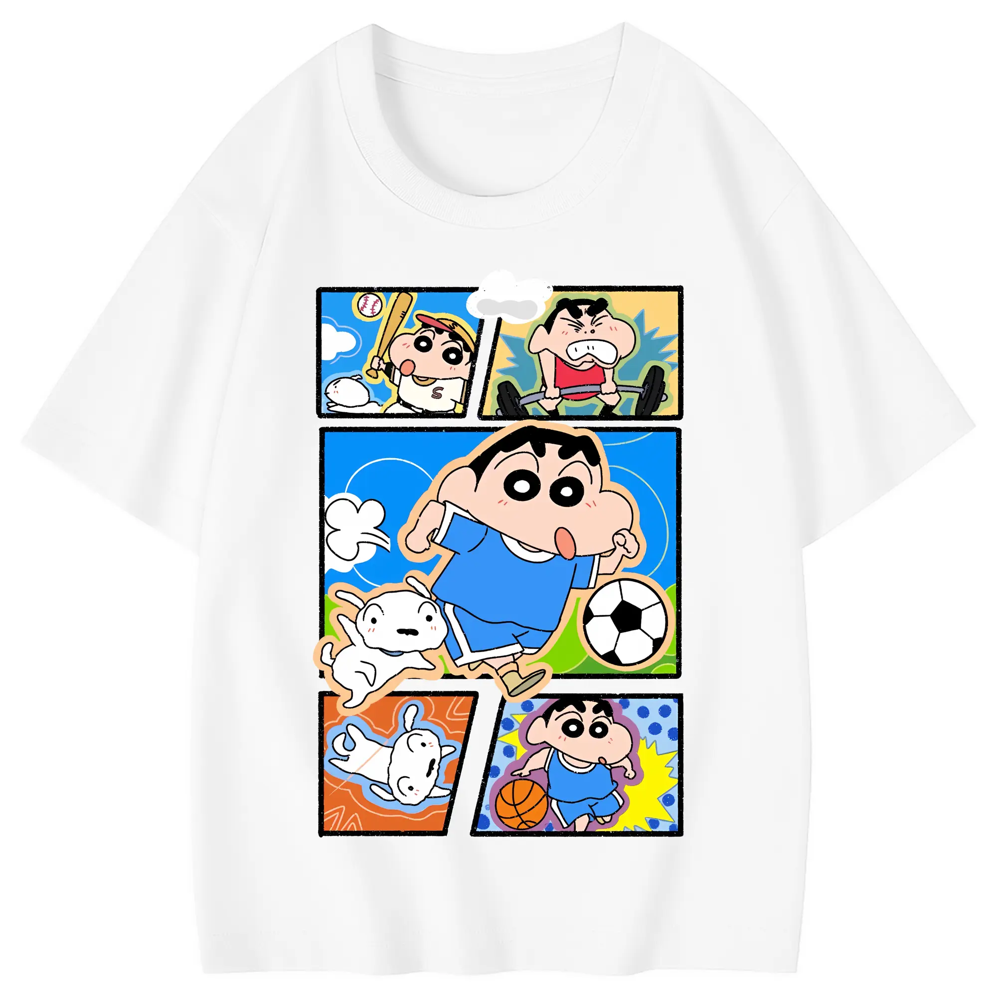 クレヨンしんちゃん グッズ 野原 しんのすけ - 綿100％ キッズTシャツ ・ フロントプリント ・ 快適 通気性 ・ スポーツ カジュアル 散歩用