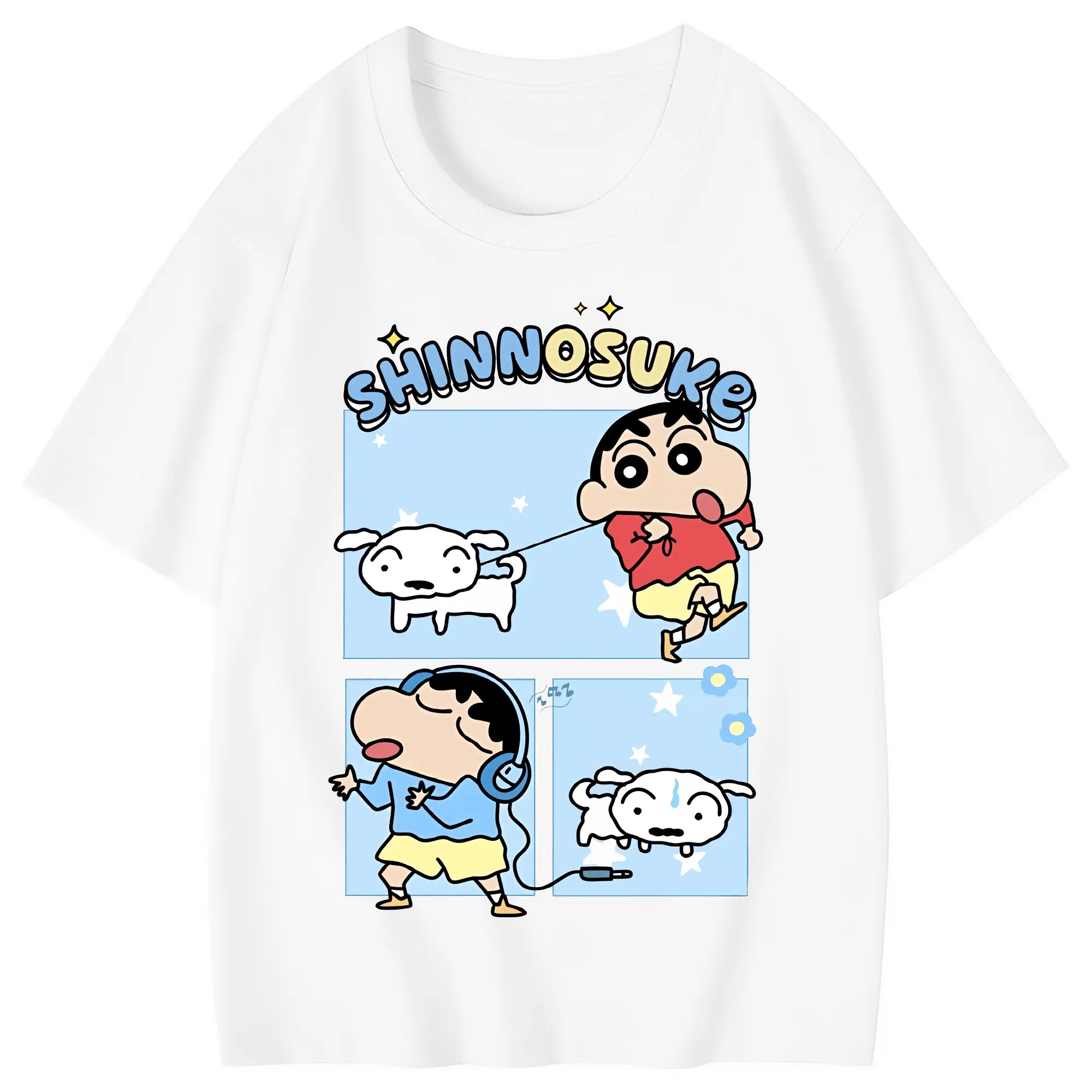 クレヨンしんちゃん グッズ 野原 しんのすけ - 綿100％ キッズTシャツ ・ フロントプリント ・ 快適 通気性 ・ スポーツ カジュアル 散歩用