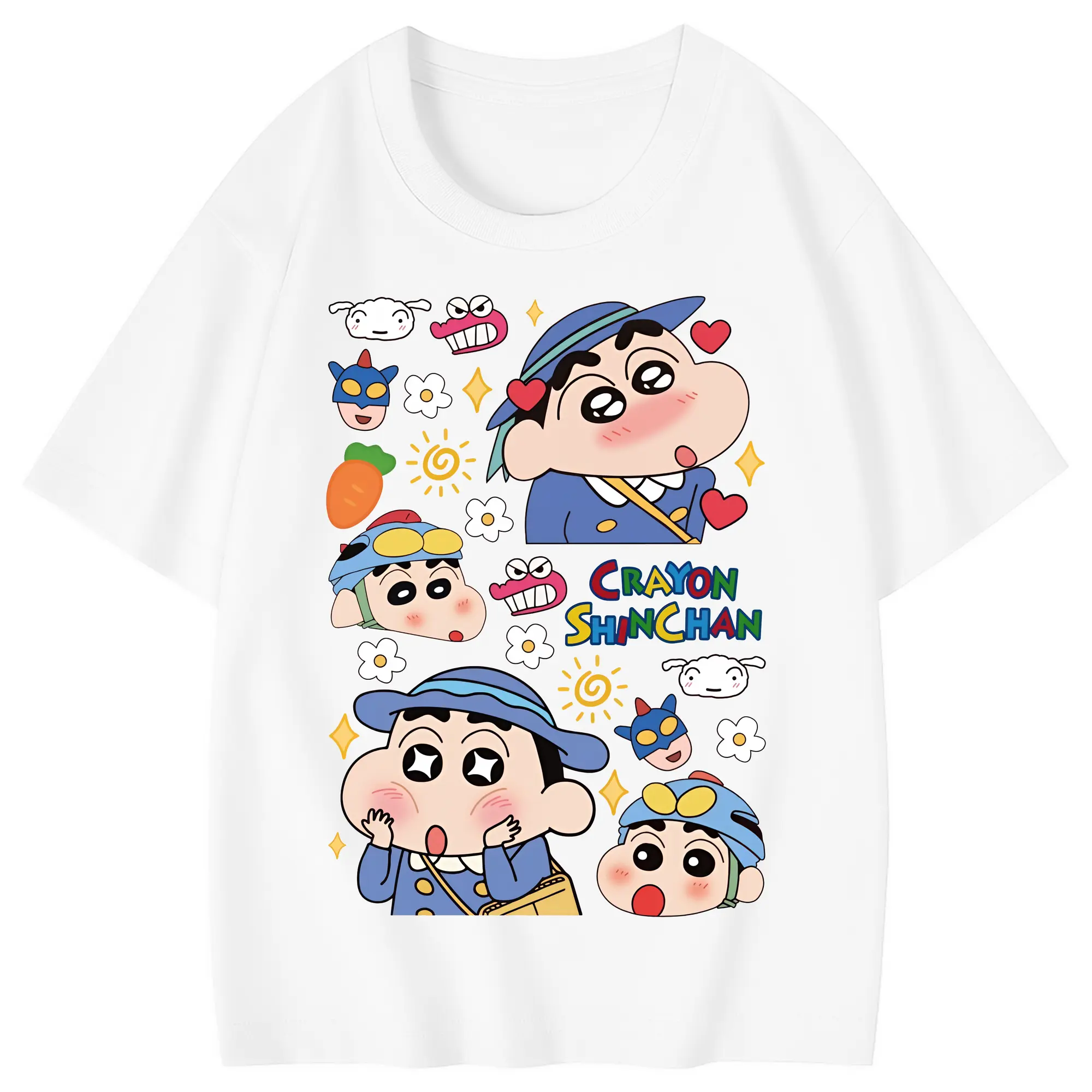 クレヨンしんちゃん グッズ 野原 しんのすけ - 綿100％ キッズTシャツ ・ フロントプリント ・ 快適 通気性 ・ スポーツ カジュアル 散歩用