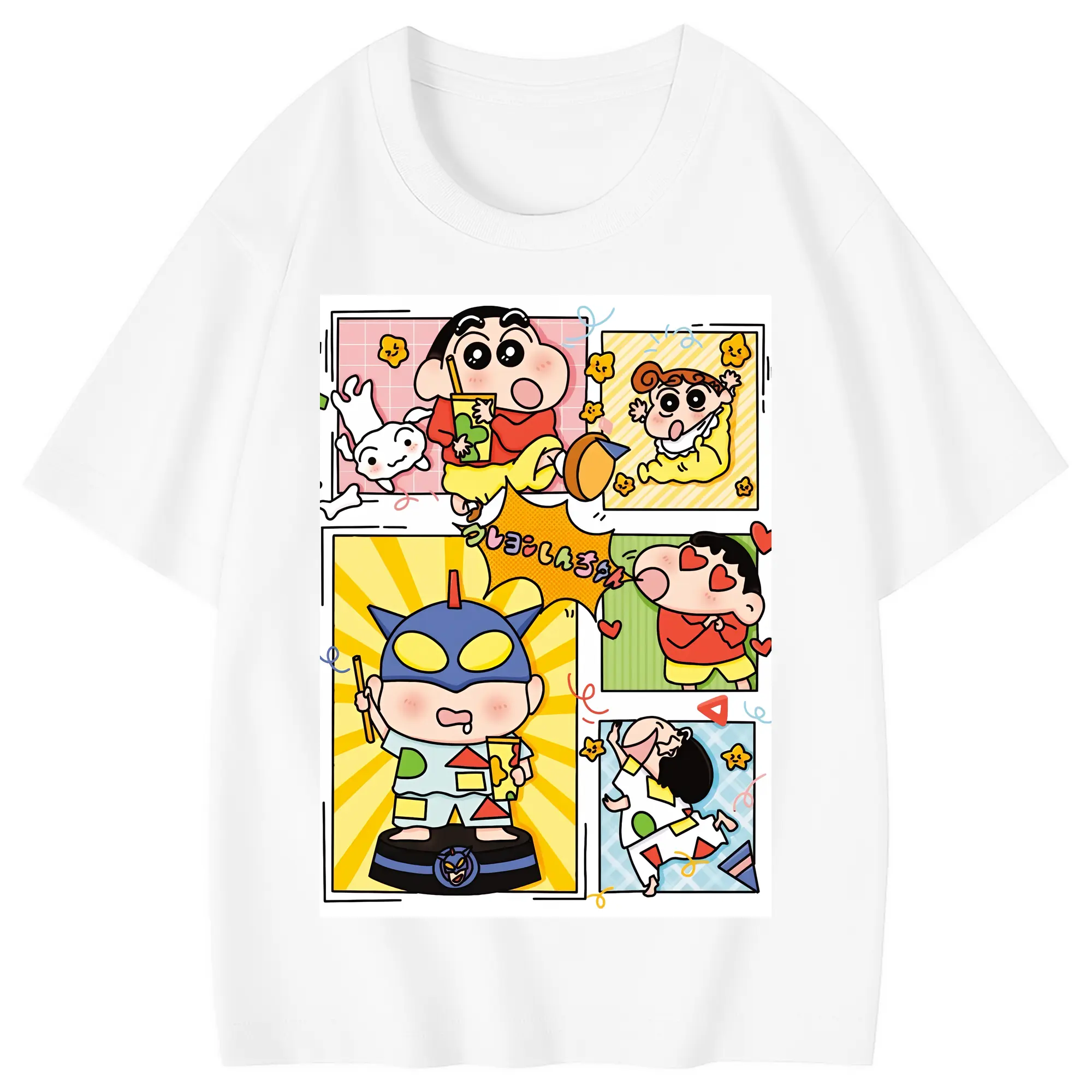 クレヨンしんちゃん グッズ 野原 しんのすけ - 綿100％ キッズTシャツ ・ フロントプリント ・ 快適 通気性 ・ スポーツ カジュアル 散歩用