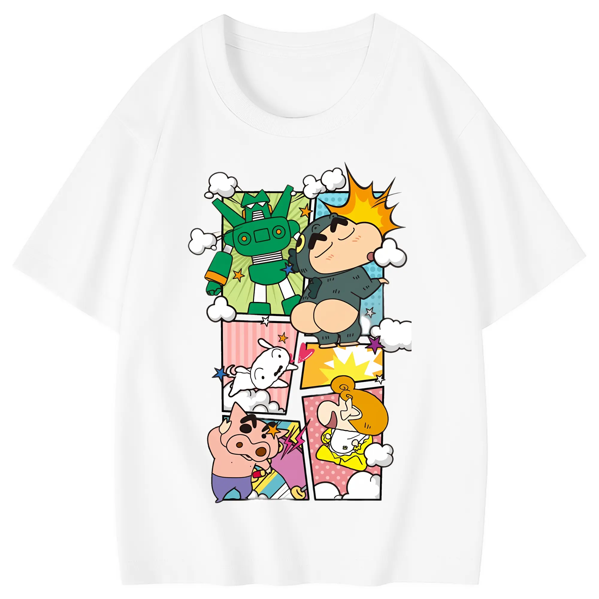 クレヨンしんちゃん グッズ 野原 しんのすけ - 綿100％ キッズTシャツ ・ フロントプリント ・ 快適 通気性 ・ スポーツ カジュアル 散歩用