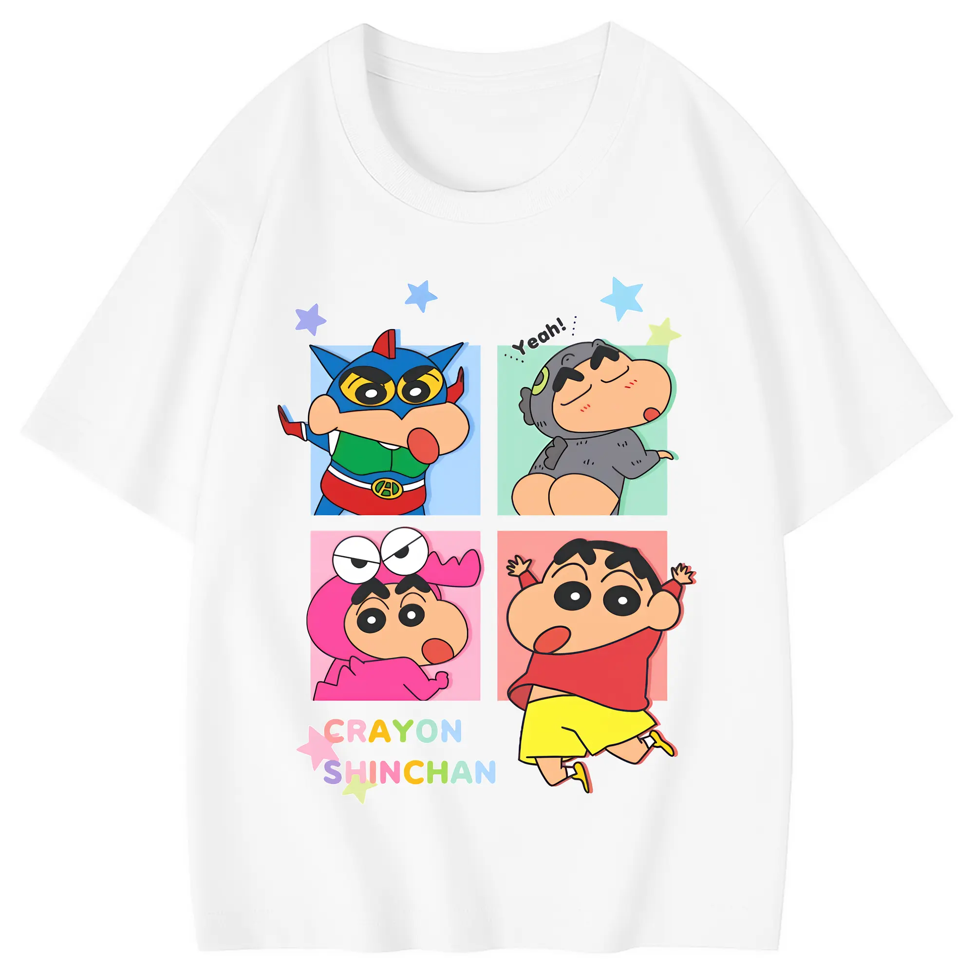 クレヨンしんちゃん グッズ 野原 しんのすけ - 綿100％ キッズTシャツ ・ フロントプリント ・ 快適 通気性 ・ スポーツ カジュアル 散歩用
