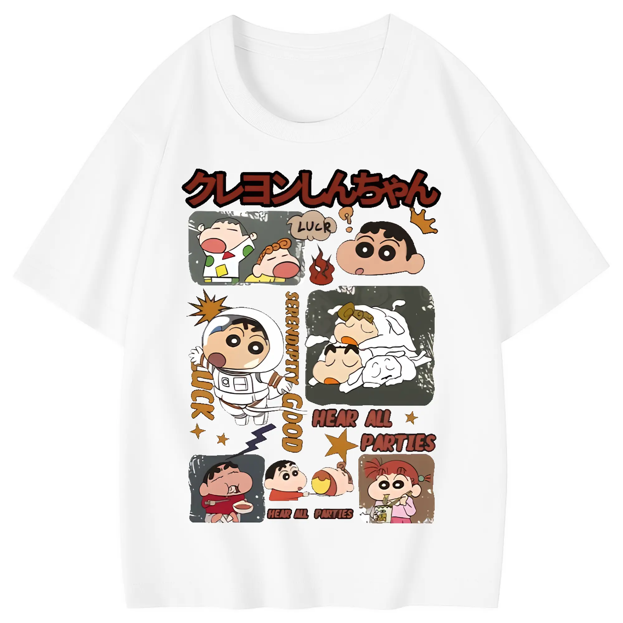 クレヨンしんちゃん グッズ 野原 しんのすけ - 綿100％ キッズTシャツ ・ フロントプリント ・ 快適 通気性 ・ スポーツ カジュアル 散歩用