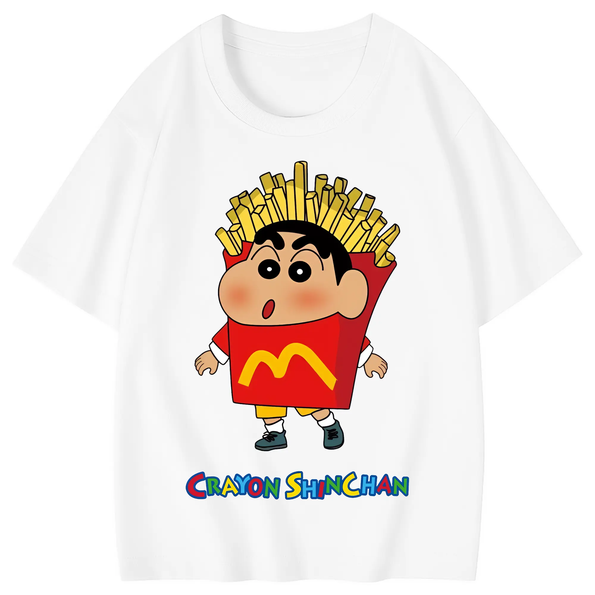 クレヨンしんちゃん グッズ 野原 しんのすけ - 綿100％ キッズTシャツ ・ フロントプリント ・ 快適 通気性 ・ スポーツ カジュアル 散歩用