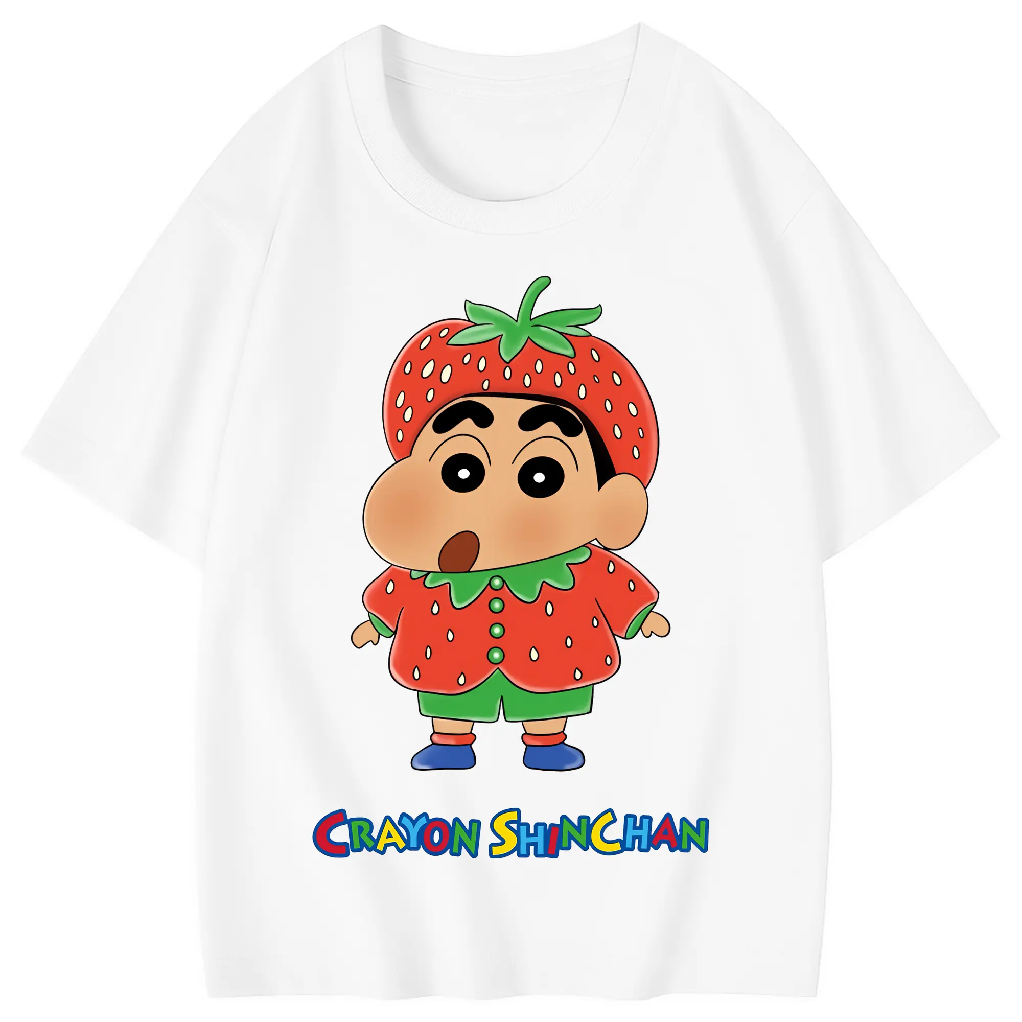 クレヨンしんちゃん グッズ 野原 しんのすけ - 綿100％ キッズTシャツ ・ フロントプリント ・ 快適 通気性 ・ スポーツ カジュアル 散歩用