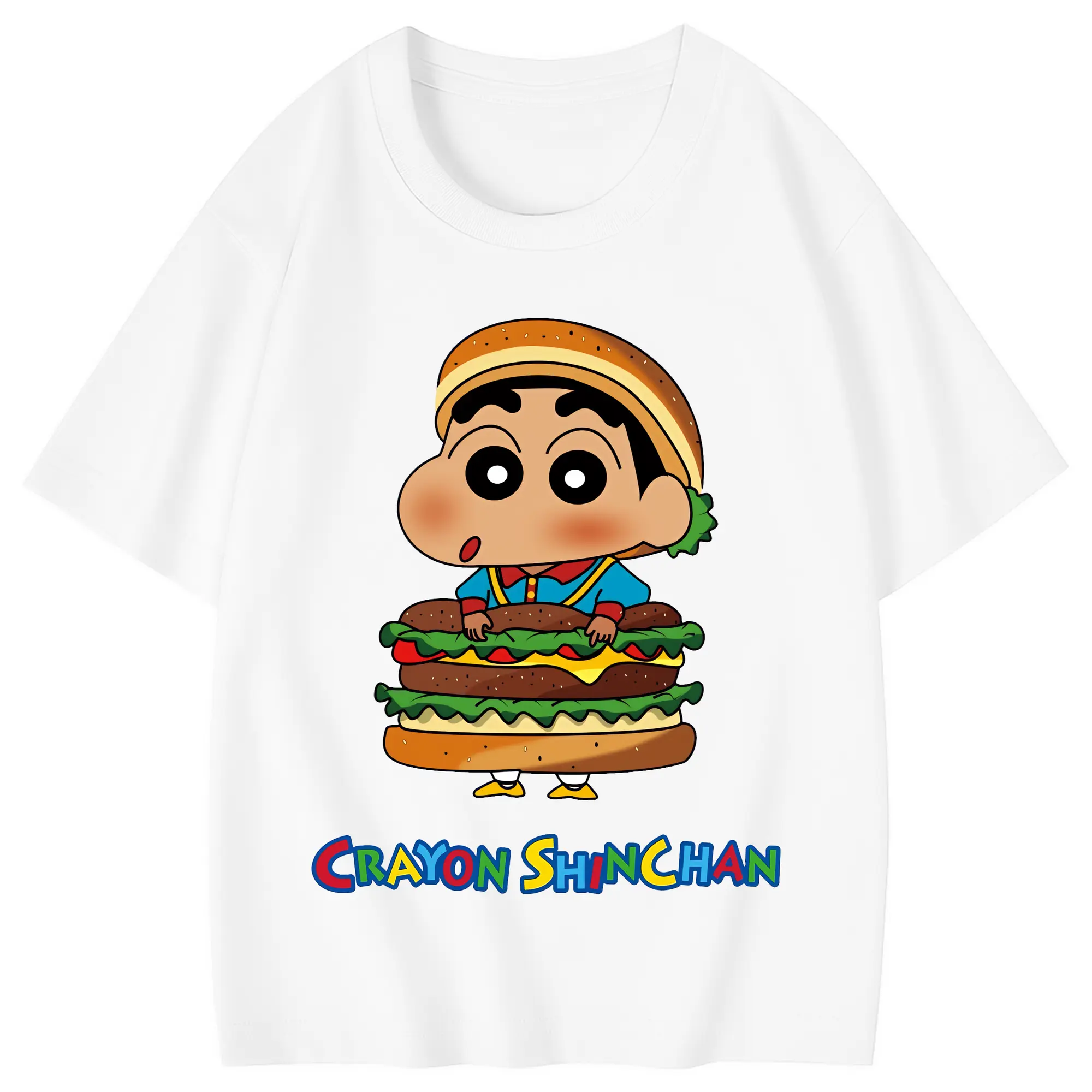 クレヨンしんちゃん グッズ 野原 しんのすけ - 綿100％ キッズTシャツ ・ フロントプリント ・ 快適 通気性 ・ スポーツ カジュアル 散歩用