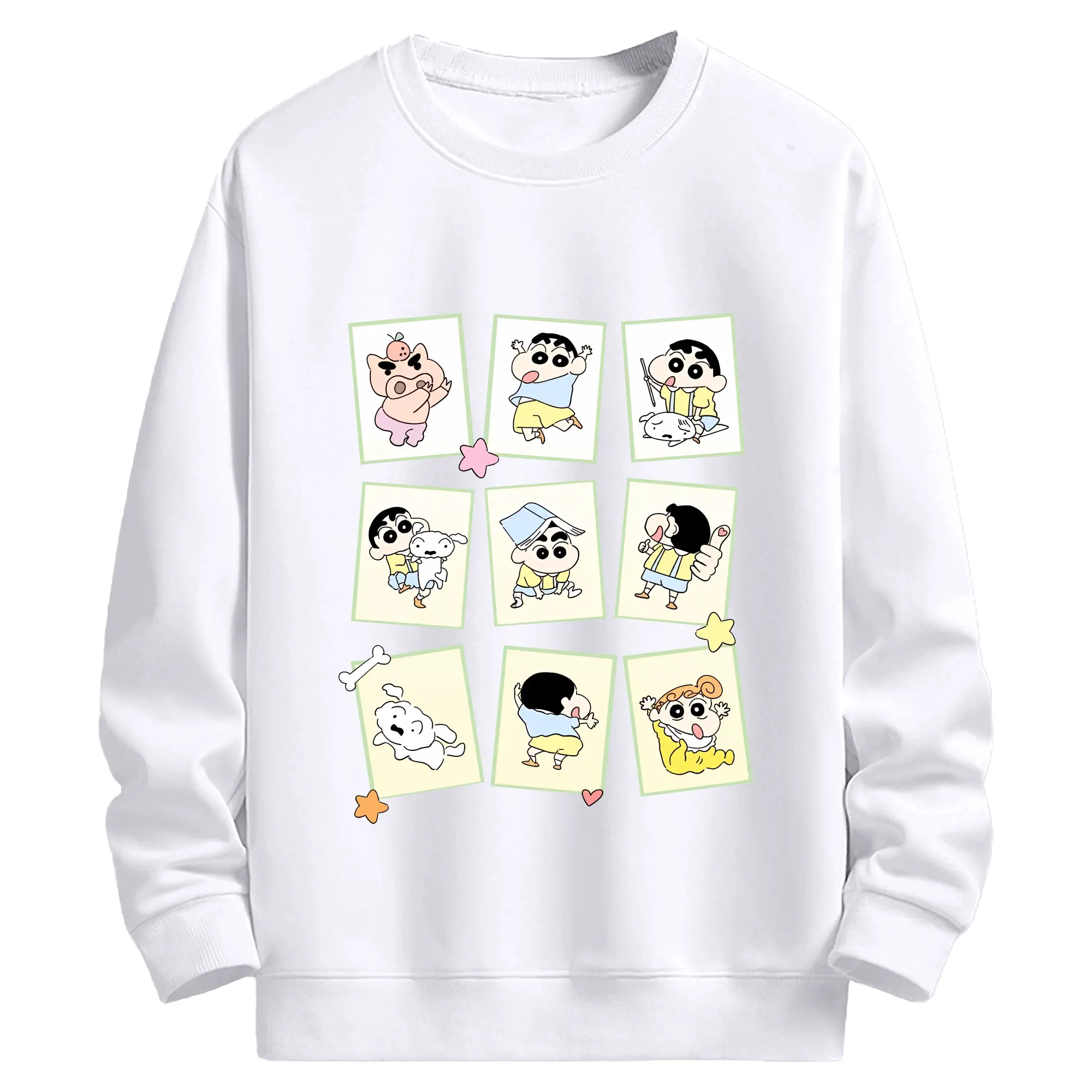 クレヨンしんちゃん グッズ 野原 しんのすけ - 高品質 クルーネック スウェット ・ コットン59％ ポリエステル41％ ・ ユニセックス 長袖 トレーナー ・ カジュアル デイリー スポーツ 散歩用