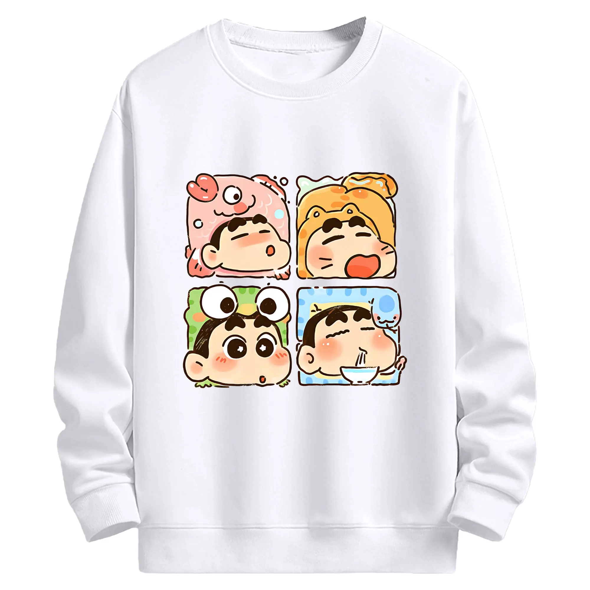 クレヨンしんちゃん グッズ 野原 しんのすけ - 高品質 クルーネック スウェット ・ コットン59％ ポリエステル41％ ・ ユニセックス 長袖 トレーナー ・ カジュアル デイリー スポーツ 散歩用