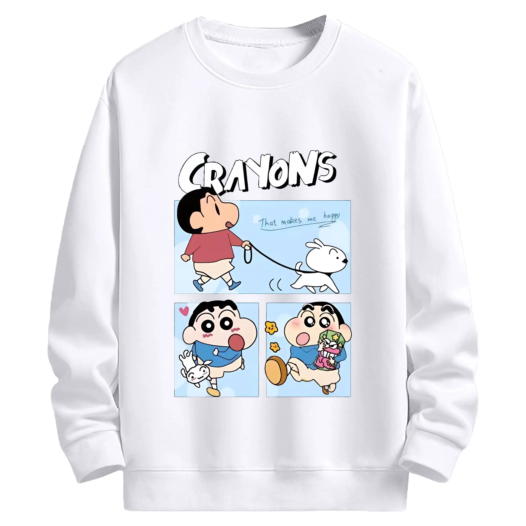 クレヨンしんちゃん グッズ 野原 しんのすけ - 高品質 クルーネック スウェット ・ コットン59％ ポリエステル41％ ・ ユニセックス 長袖 トレーナー ・ カジュアル デイリー スポーツ 散歩用