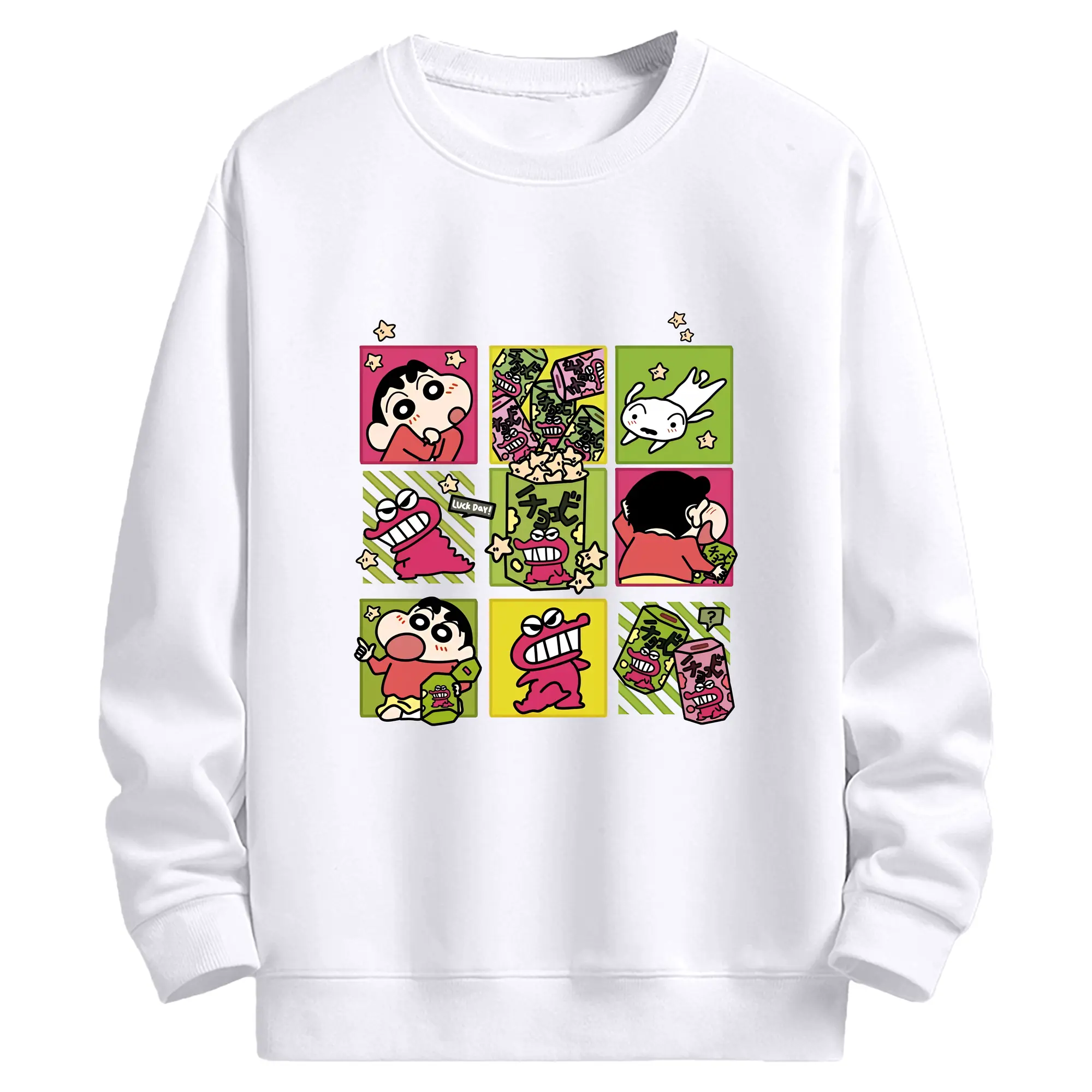 クレヨンしんちゃん グッズ 野原 しんのすけ - 高品質 クルーネック スウェット ・ コットン59％ ポリエステル41％ ・ ユニセックス 長袖 トレーナー ・ カジュアル デイリー スポーツ 散歩用