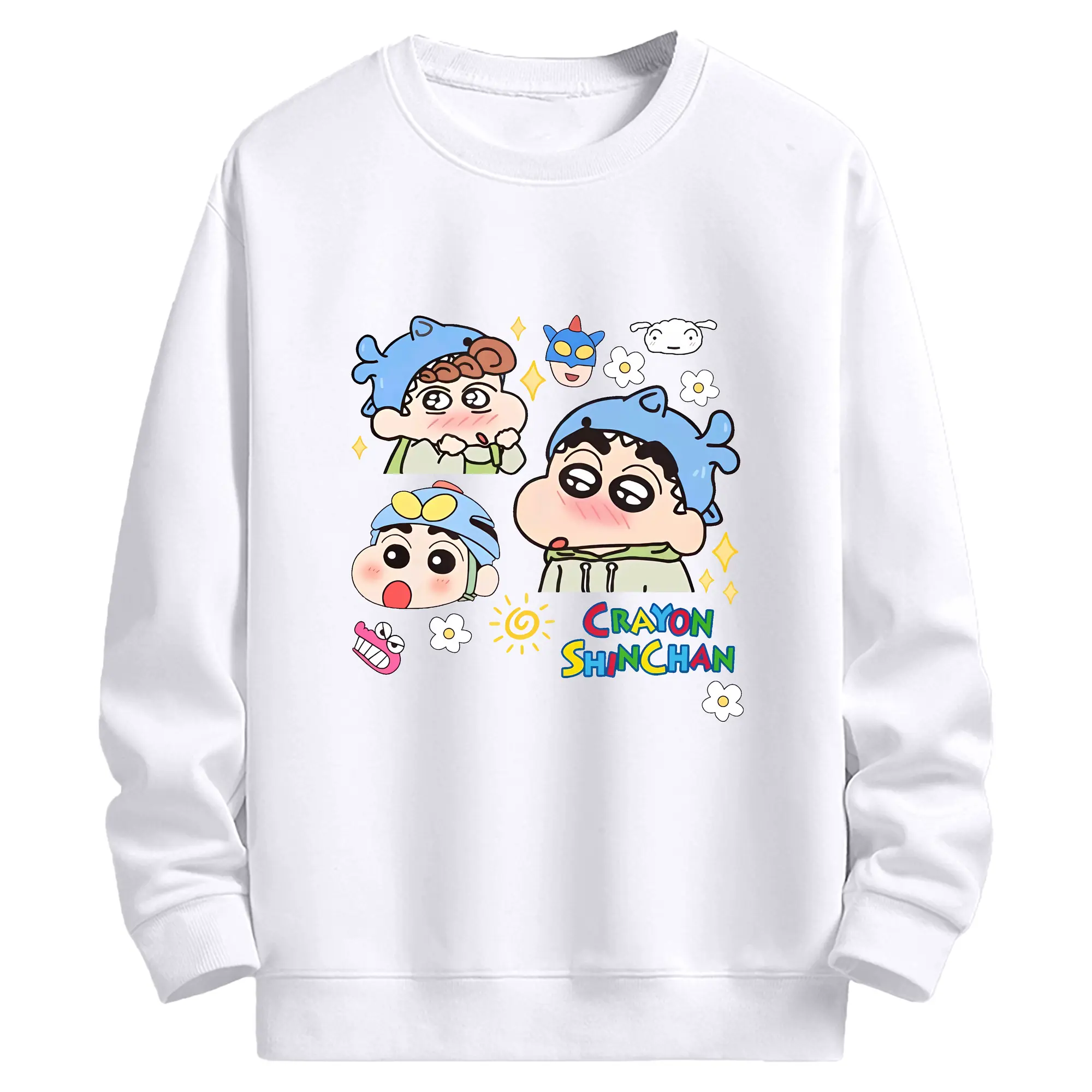 クレヨンしんちゃん グッズ 野原 しんのすけ - 高品質 クルーネック スウェット ・ コットン59％ ポリエステル41％ ・ ユニセックス 長袖 トレーナー ・ カジュアル デイリー スポーツ 散歩用