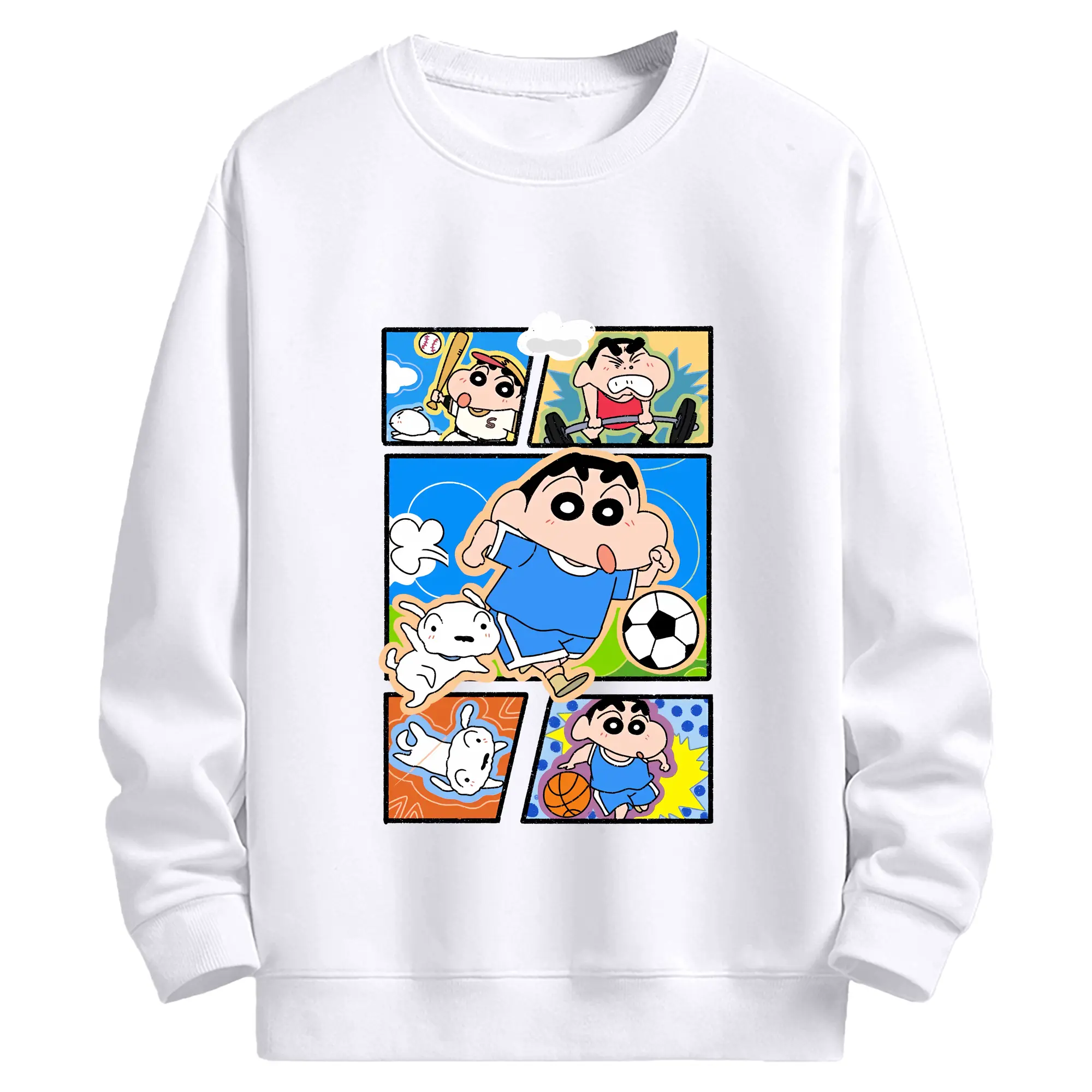 クレヨンしんちゃん グッズ 野原 しんのすけ - 高品質 クルーネック スウェット ・ コットン59％ ポリエステル41％ ・ ユニセックス 長袖 トレーナー ・ カジュアル デイリー スポーツ 散歩用