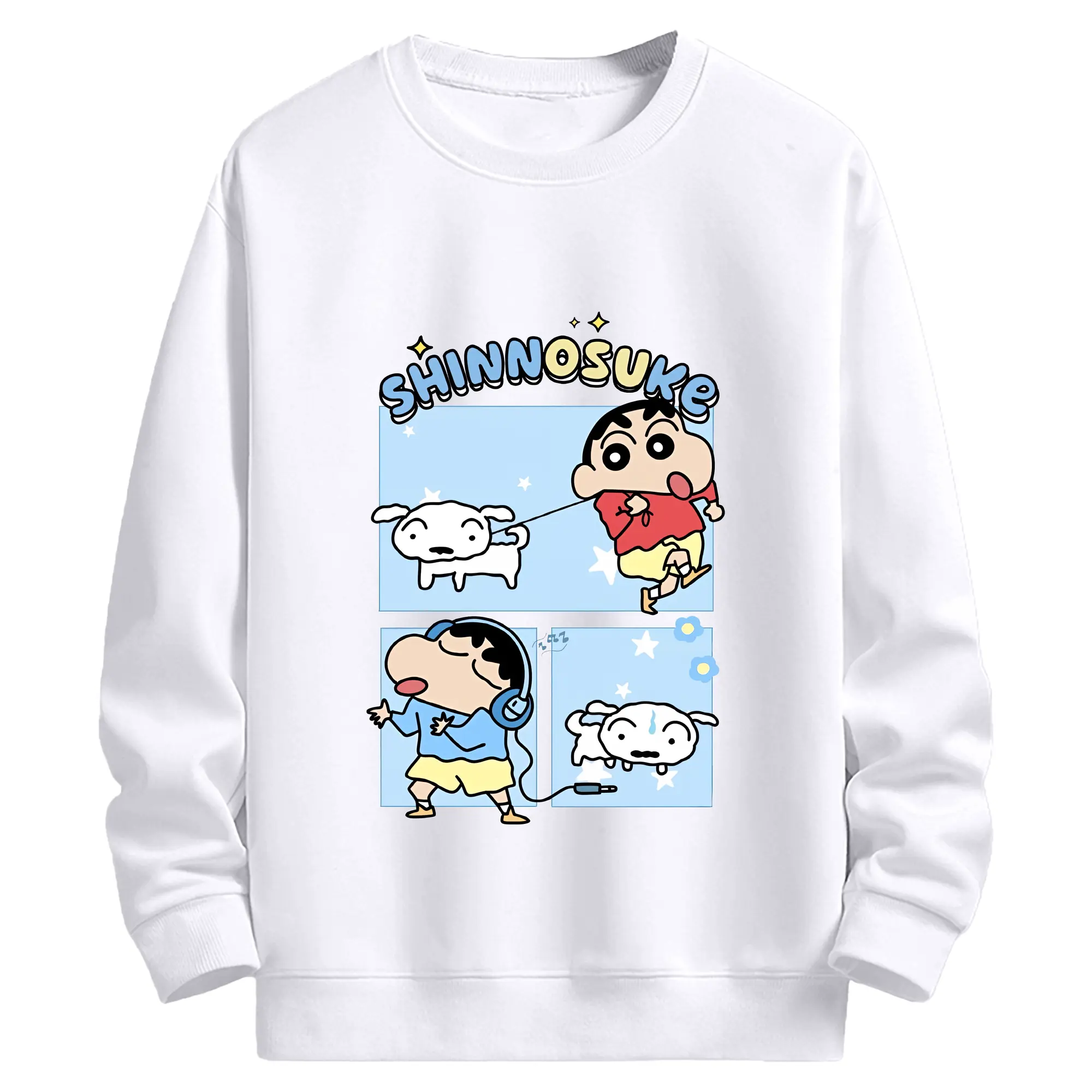 クレヨンしんちゃん グッズ 野原 しんのすけ - 高品質 クルーネック スウェット ・ コットン59％ ポリエステル41％ ・ ユニセックス 長袖 トレーナー ・ カジュアル デイリー スポーツ 散歩用