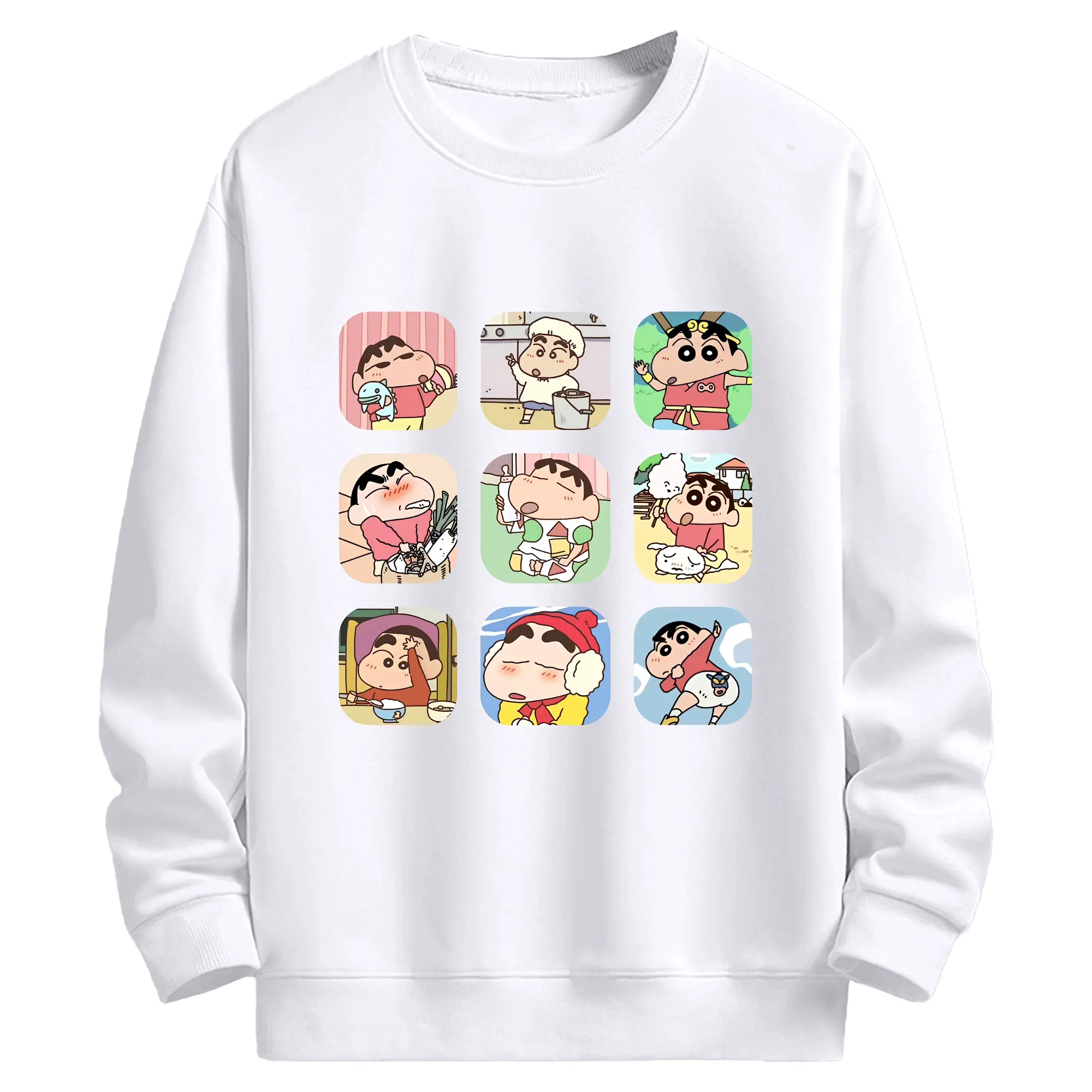 クレヨンしんちゃん グッズ 野原 しんのすけ - 高品質 クルーネック スウェット ・ コットン59％ ポリエステル41％ ・ ユニセックス 長袖 トレーナー ・ カジュアル デイリー スポーツ 散歩用