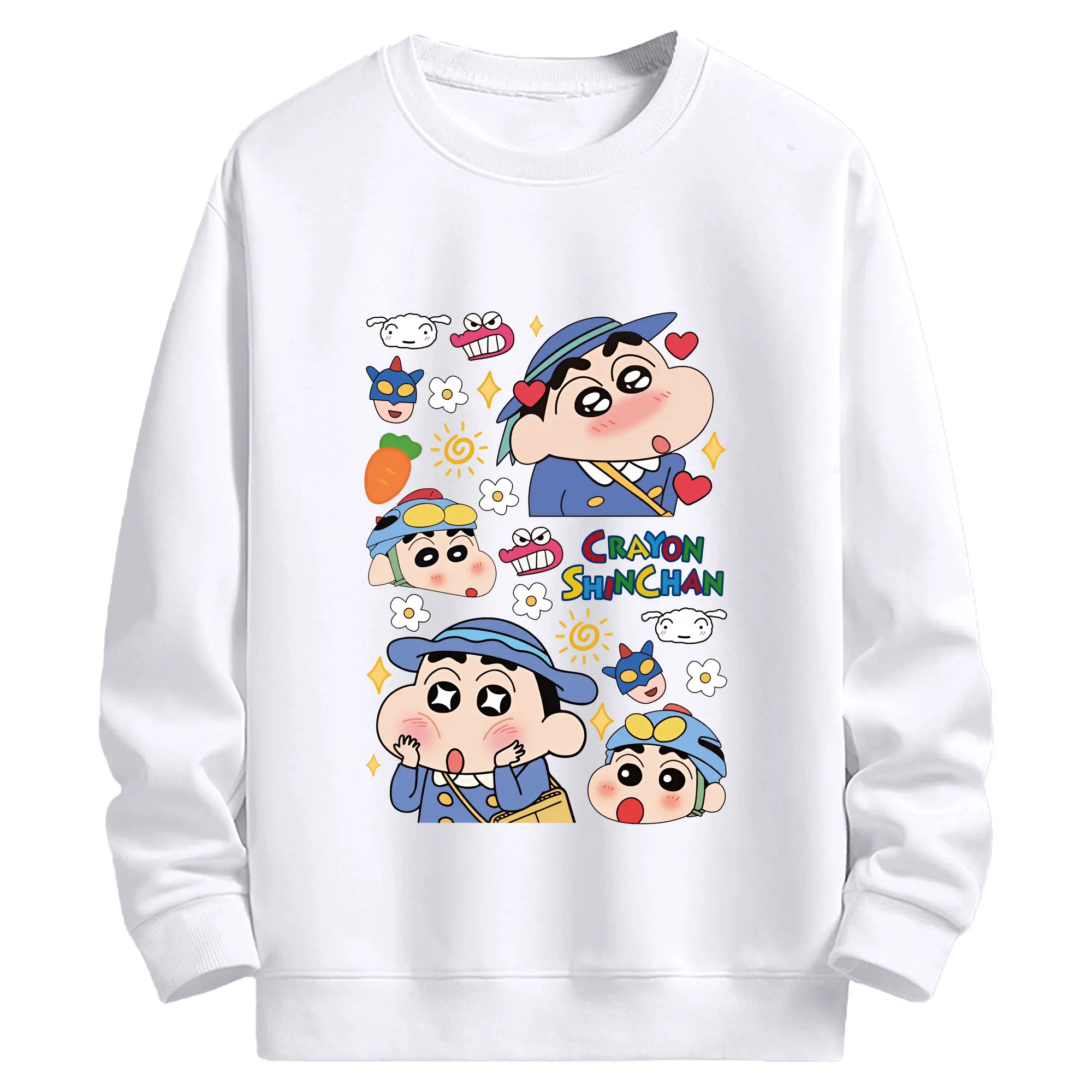 クレヨンしんちゃん グッズ 野原 しんのすけ - 高品質 クルーネック スウェット ・ コットン59％ ポリエステル41％ ・ ユニセックス 長袖 トレーナー ・ カジュアル デイリー スポーツ 散歩用