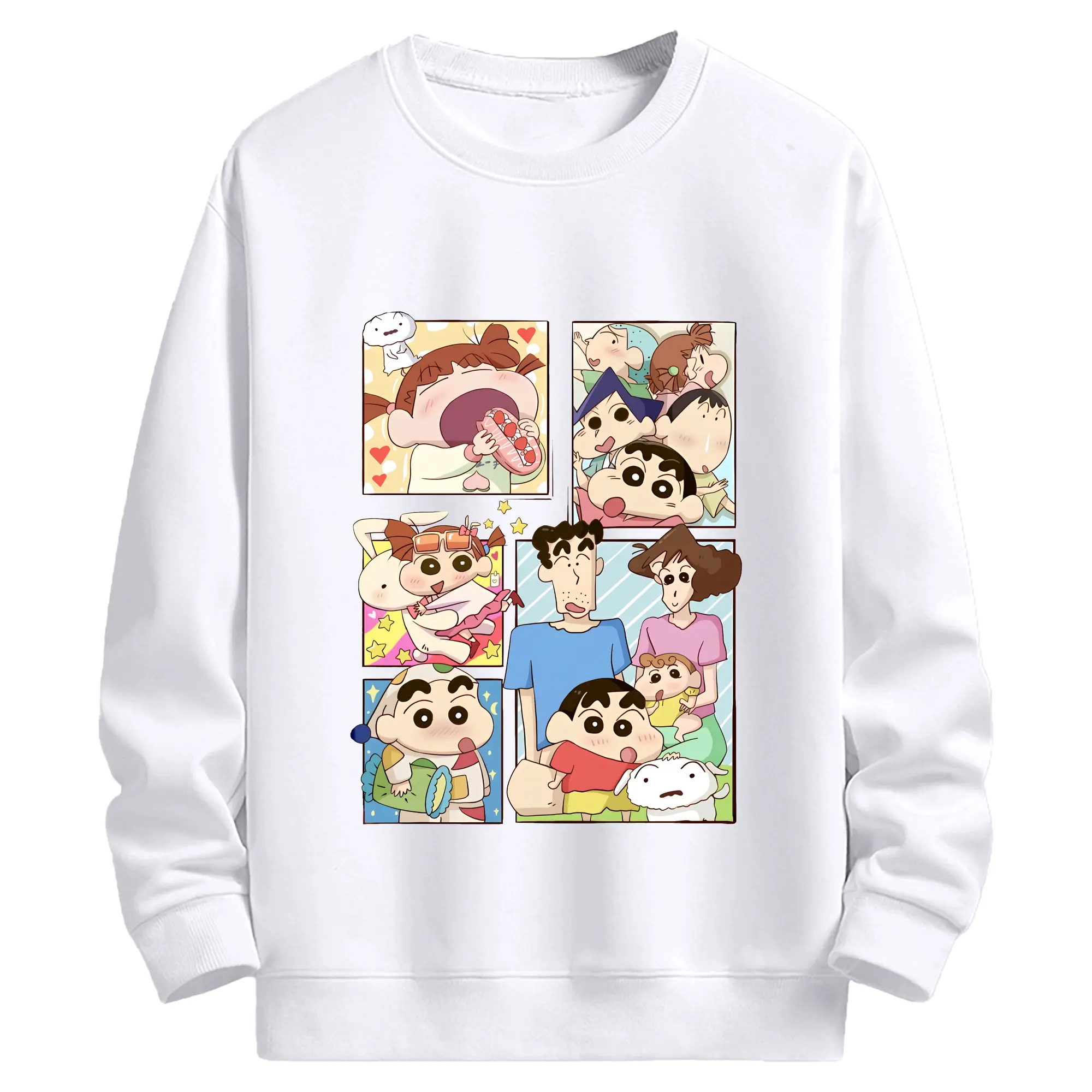 クレヨンしんちゃん グッズ 野原 しんのすけ - 高品質 クルーネック スウェット ・ コットン59％ ポリエステル41％ ・ ユニセックス 長袖 トレーナー ・ カジュアル デイリー スポーツ 散歩用