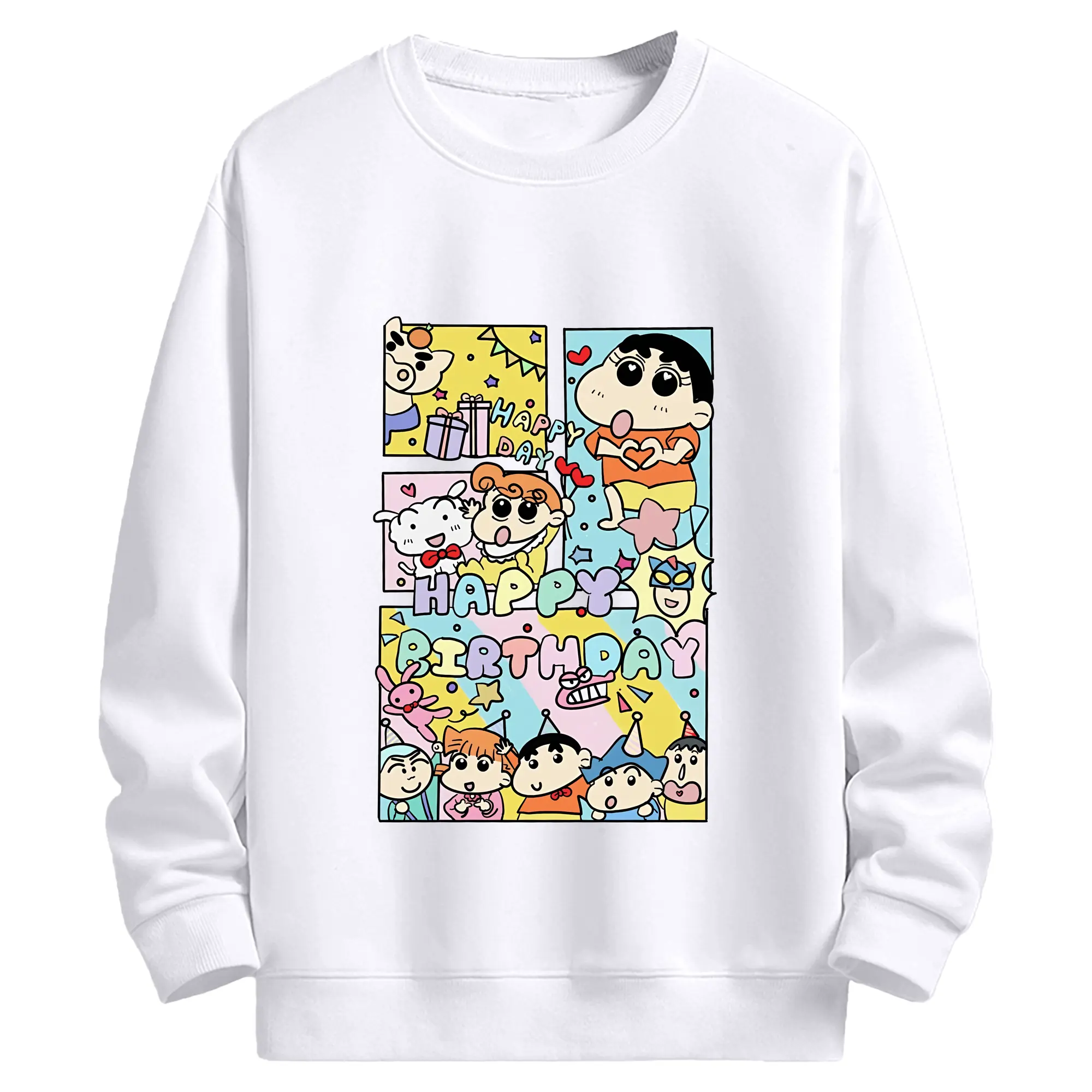 クレヨンしんちゃん グッズ 野原 しんのすけ - 高品質 クルーネック スウェット ・ コットン59％ ポリエステル41％ ・ ユニセックス 長袖 トレーナー ・ カジュアル デイリー スポーツ 散歩用