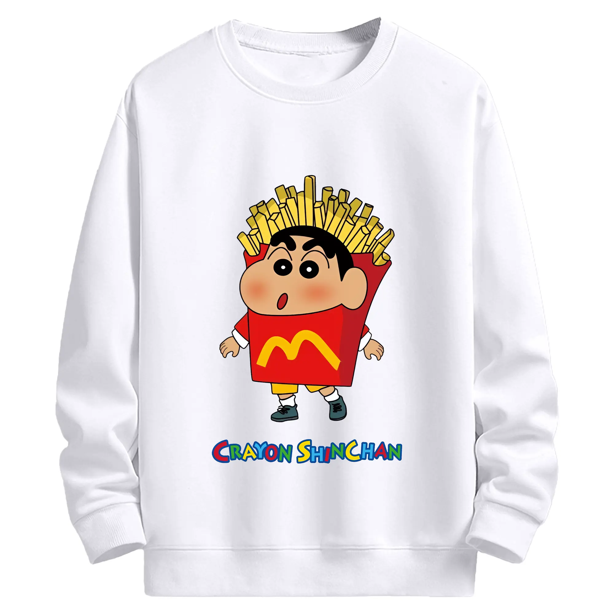 クレヨンしんちゃん グッズ 野原 しんのすけ - 高品質 クルーネック スウェット ・ コットン59％ ポリエステル41％ ・ ユニセックス 長袖 トレーナー ・ カジュアル デイリー スポーツ 散歩用