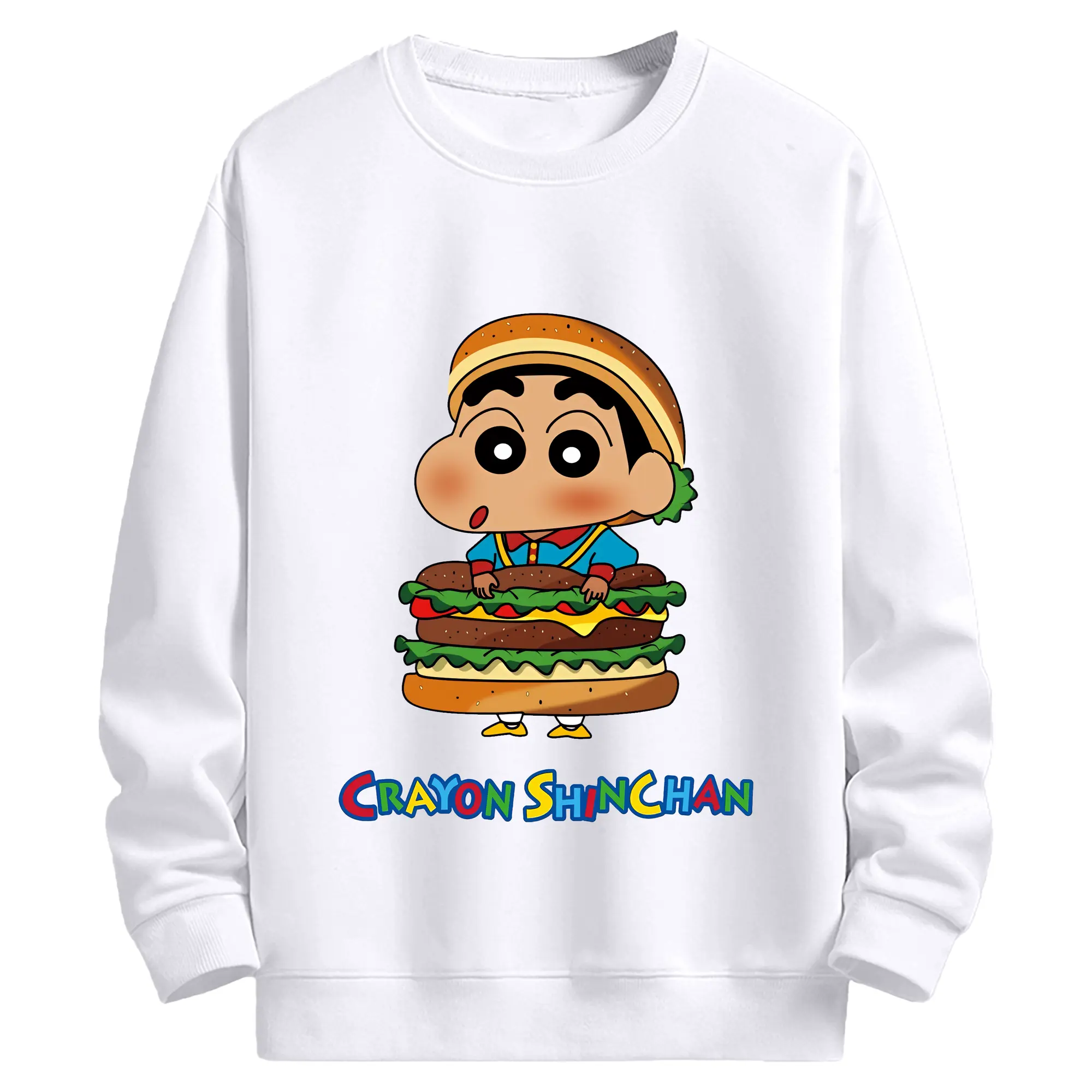 クレヨンしんちゃん グッズ 野原 しんのすけ - 高品質 クルーネック スウェット ・ コットン59％ ポリエステル41％ ・ ユニセックス 長袖 トレーナー ・ カジュアル デイリー スポーツ 散歩用