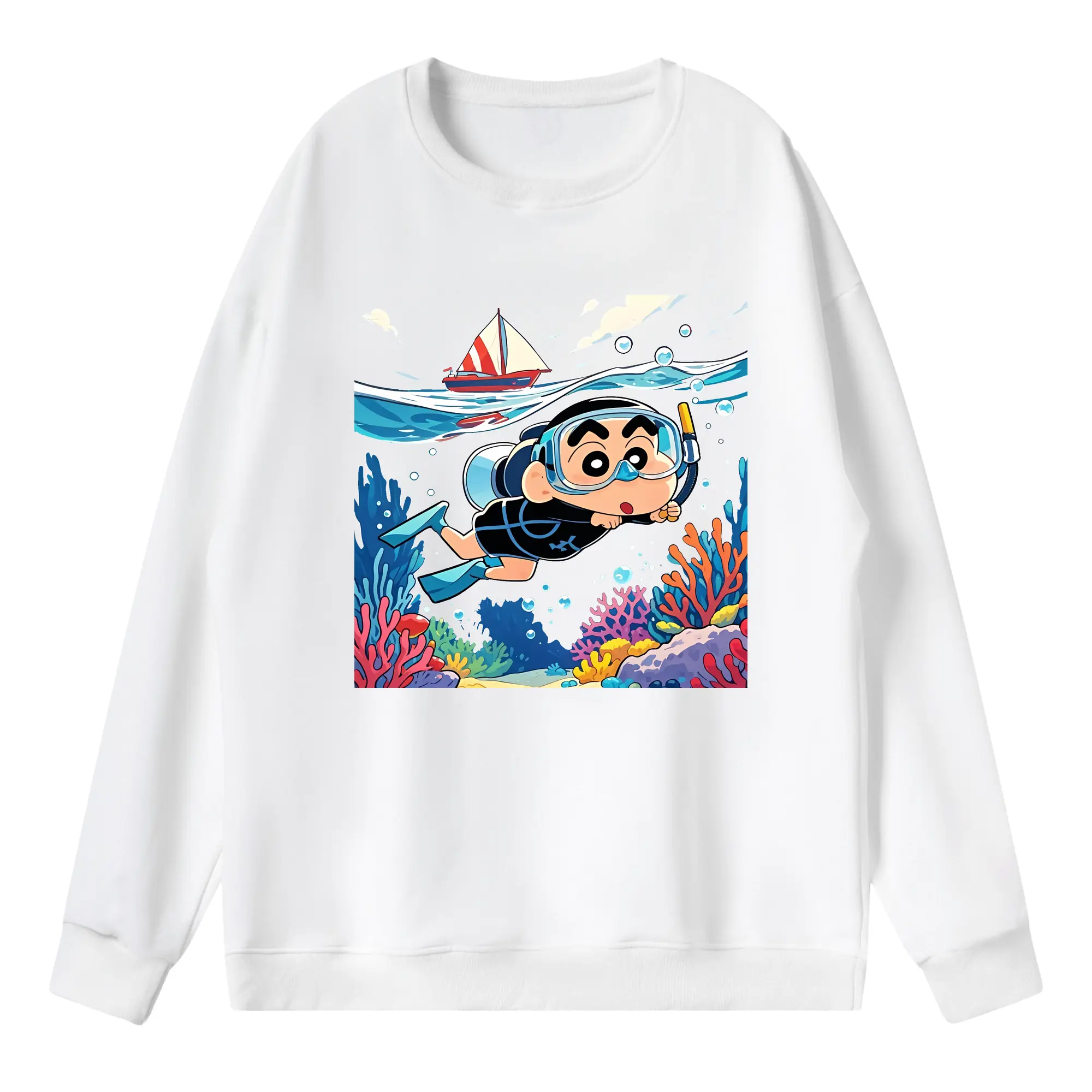 クレヨンしんちゃん グッズ 野原 しんのすけ - 薄手 クルーネック スウェット 裏毛260g · ポリエステル 春秋向け カジュアル 男女兼用 · トレーナー デイリー スポーツ 散歩に最適